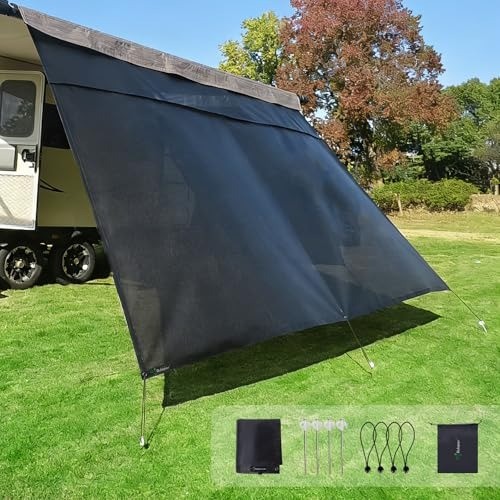 8′ x 18’3” RV Awning Shade Screen with Zipper – Smart UV Protection & Privacy