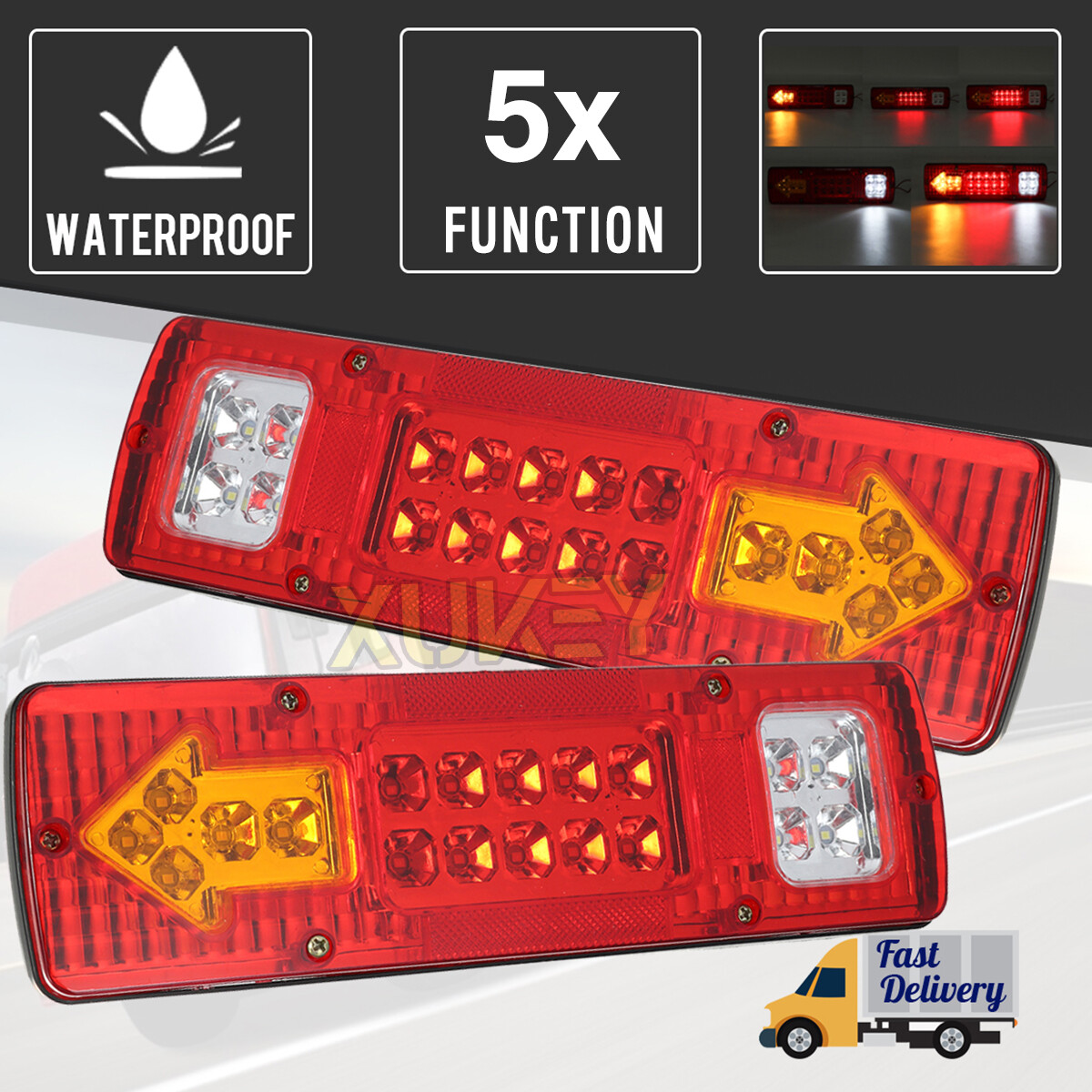 Rear LED Submersible Trailer Tail Light Kit Boat Truck Marker Waterproof Upgrade