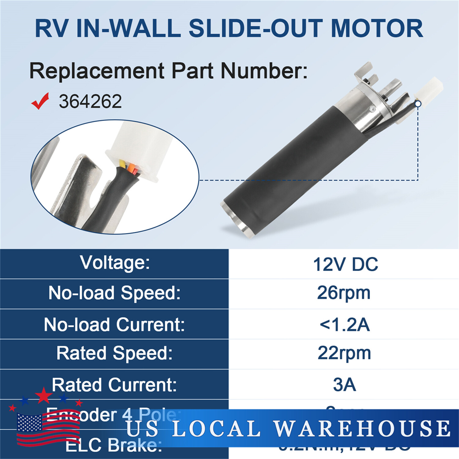 Replacement 42mm MID TORQUE IN WALL SLIDE OUT MOTOR 20561 364262