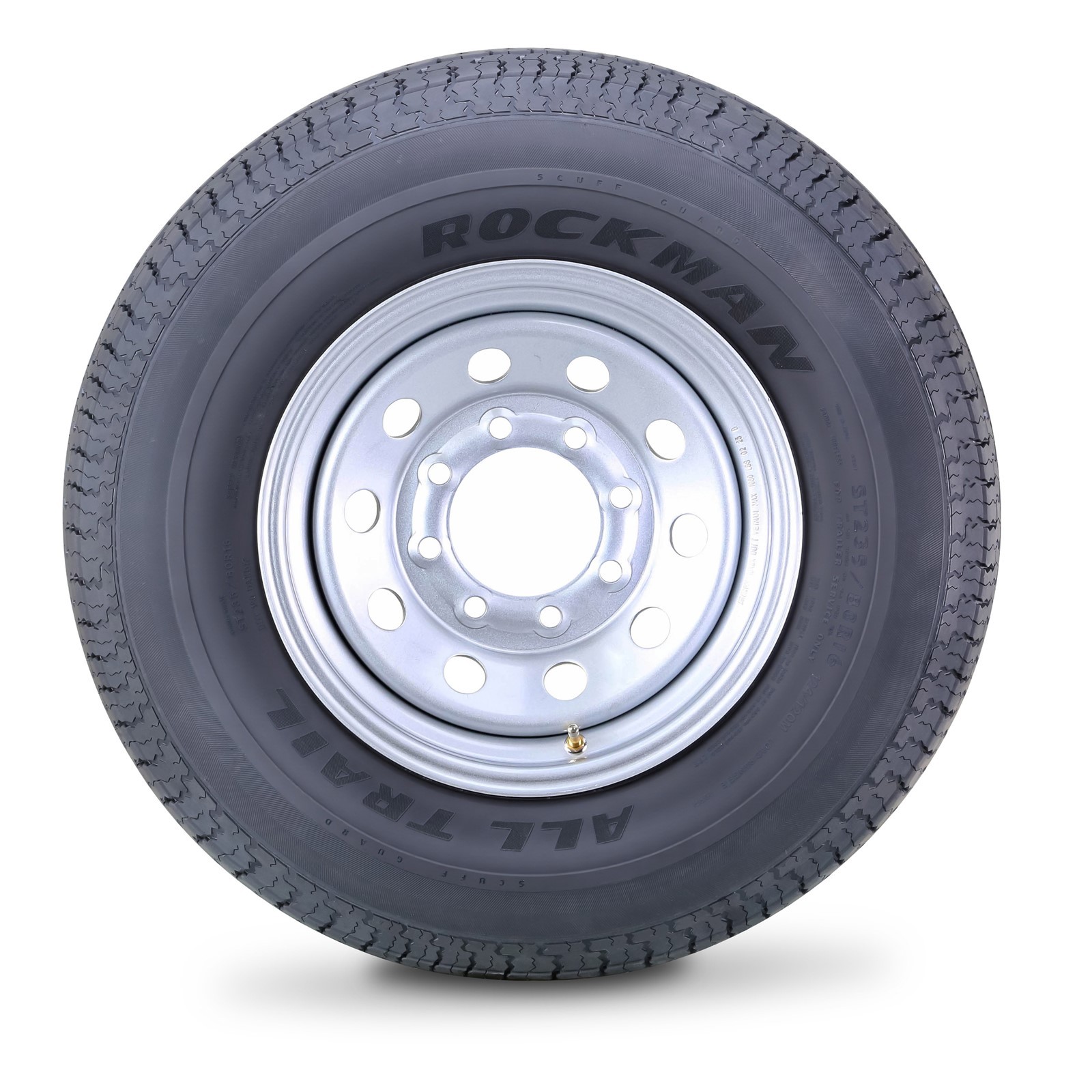 ROCKMAN Trailer Tire Wheel ST235/80R16 10-Ply E 124M 8×6.5 PCD Silver Mod Rim