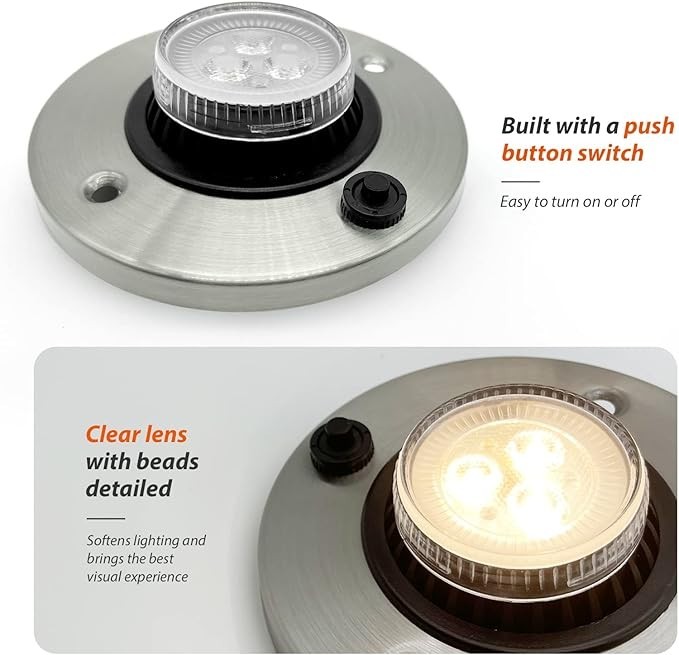 12V LED Directional Eyeball Cabinet Reading Light RV Trailer Cargo Spot Switched