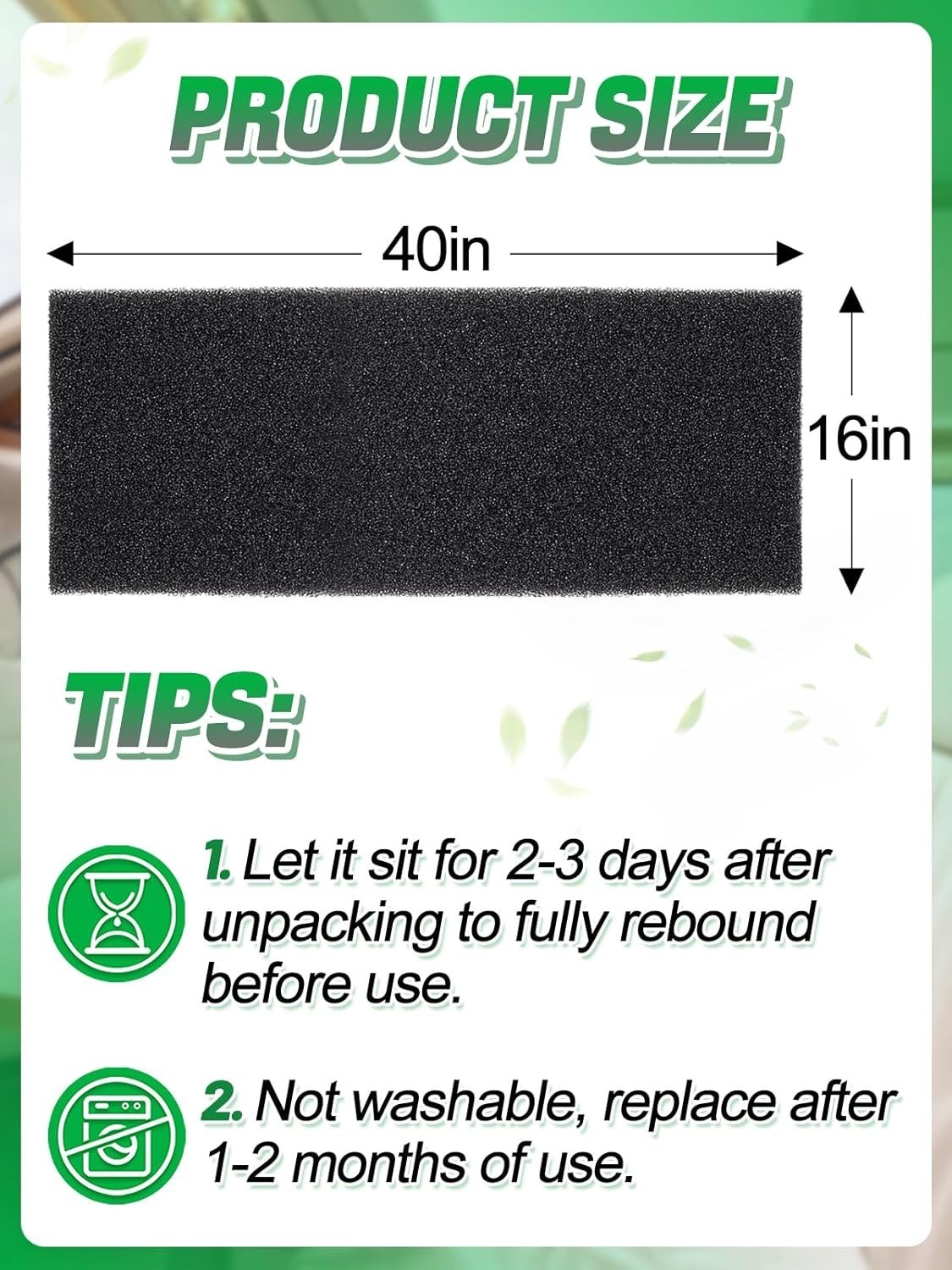 High-Performance 50PPI RV AC Replacement Filter – 40″x16″x0.5″ Adaptable Fit