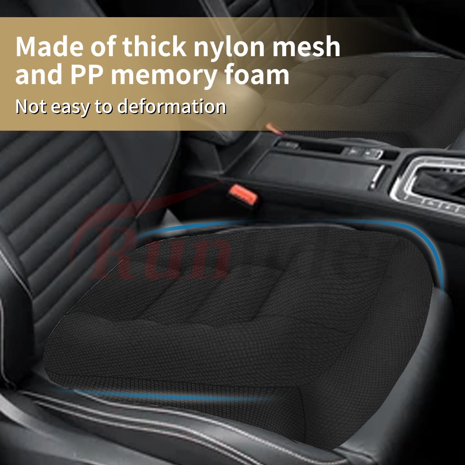Adjustable Height Car Booster Cushion with Ventilated Mesh Design-Black