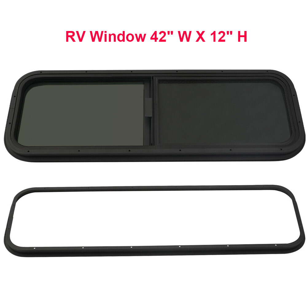 RV Teardrop Window 42 X 12 Horizontal Sliding Replacement Glass With Trim
