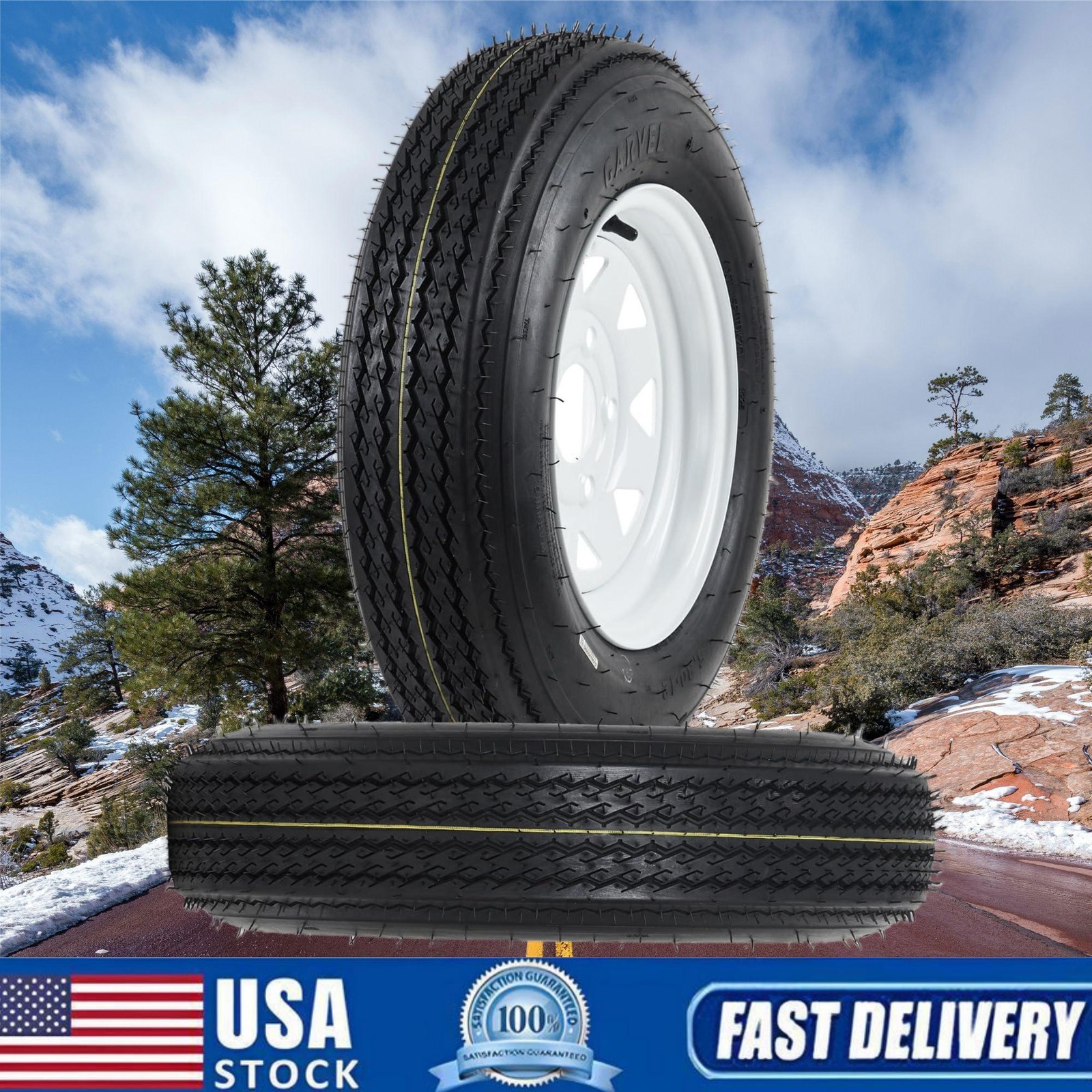 🔝2 PCS Trailer Tires 5.30-12 5.30×12 530-12 530 12 with 12″ Rim 5 Lug on 4.5″ 6