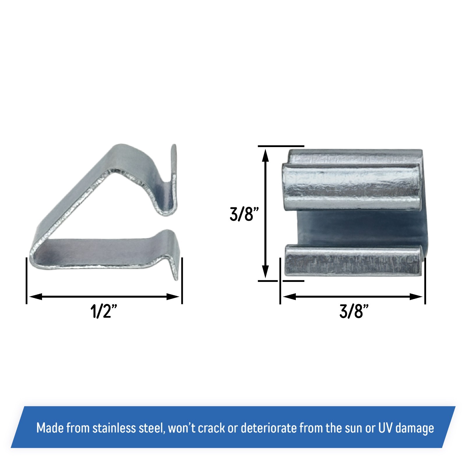 RV Window Replacement Screen Clips, Spring Bail Retainer, Stainless Steel (100)
