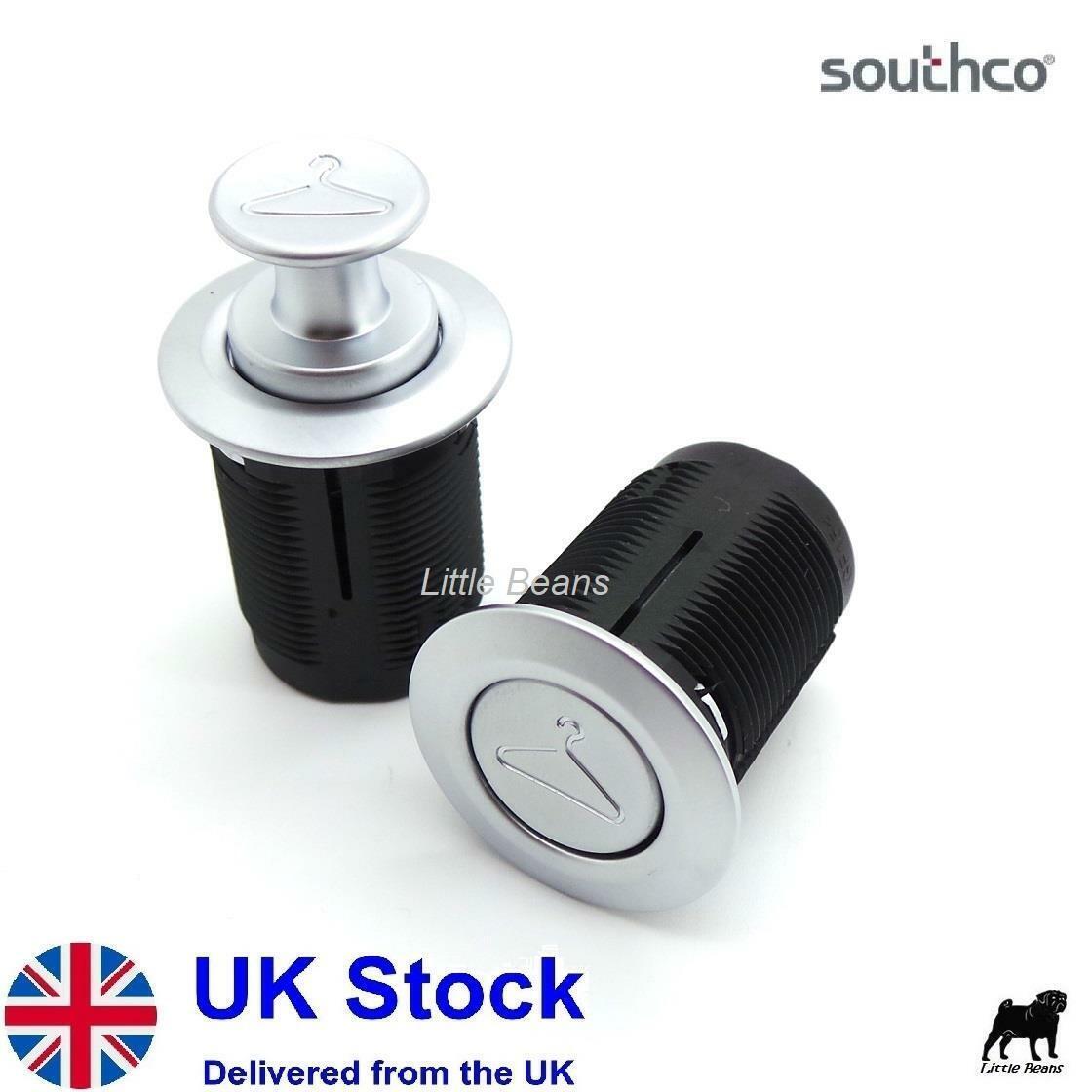 2 x Southco Push Button Pop Out Coat Hook Caravan VW Campervan Boat HA79100