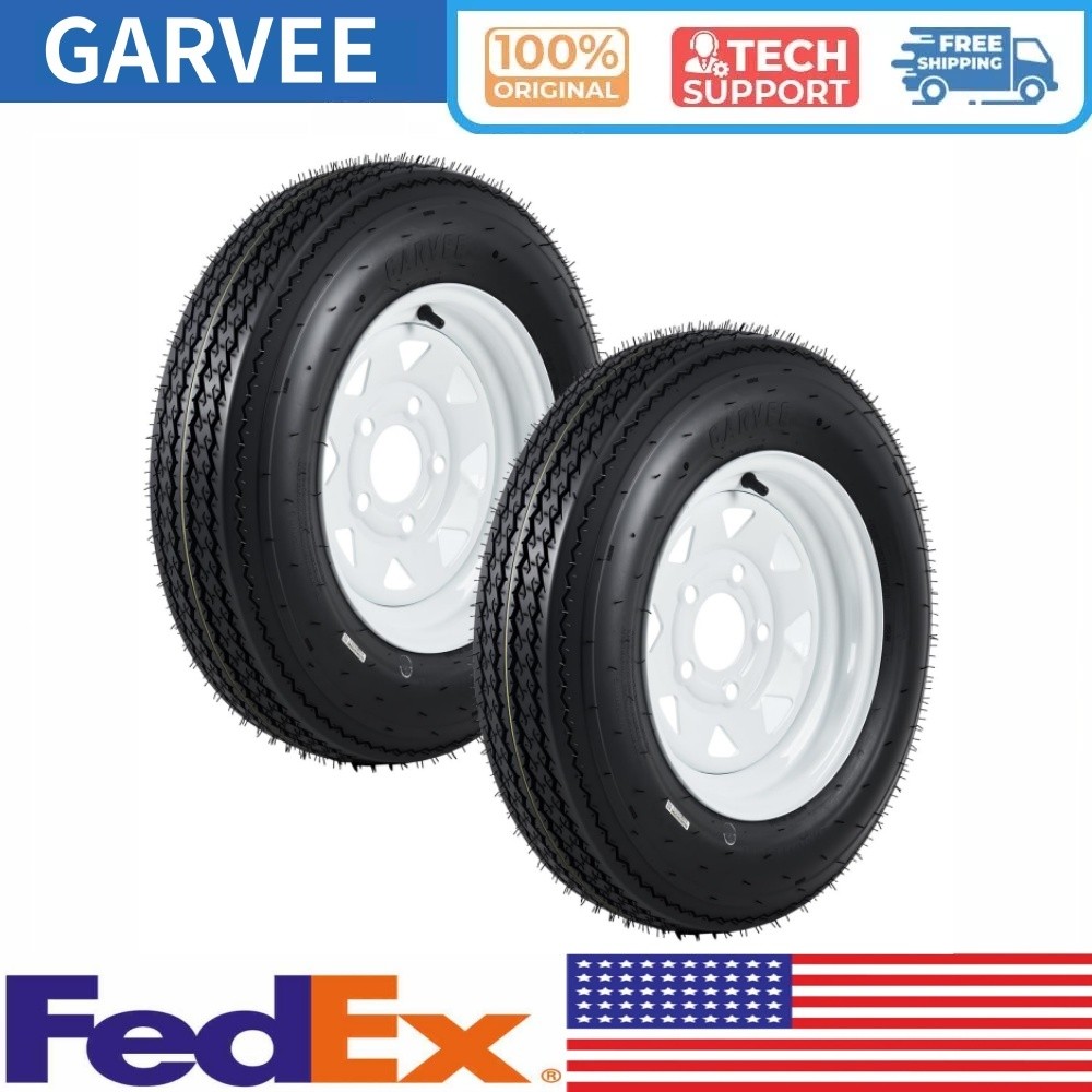 2-Pack 5.30-12 Trailer Tires & Wheels Heavy-Duty Load Range C 5Lug 4.5″ 12″ Rims