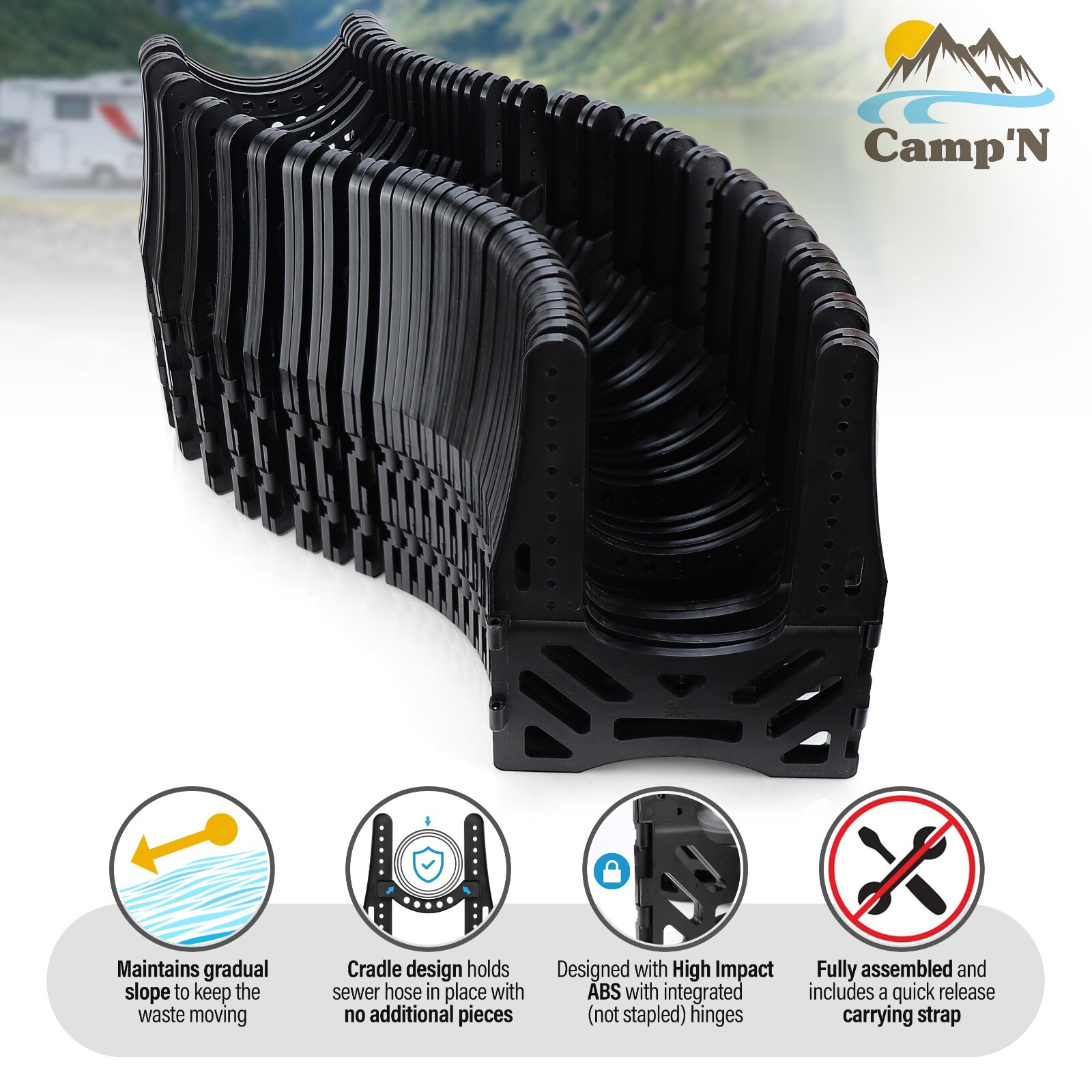 RV Sewer Hose Support 10 ft – Camper Sewer Hose Support – RV Septic Hose Support