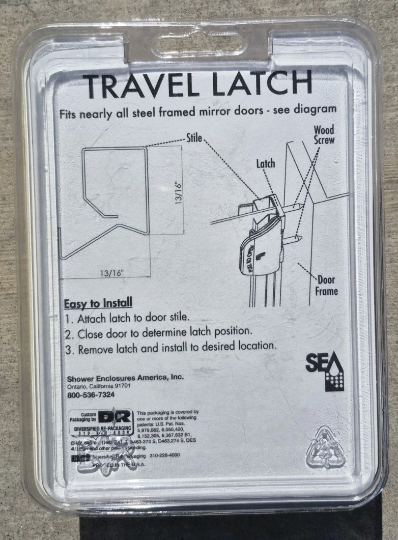 RV Mirrored Door Latch for RV Sliding Wardrobe Doors 2x pack Hard Plastic NOS