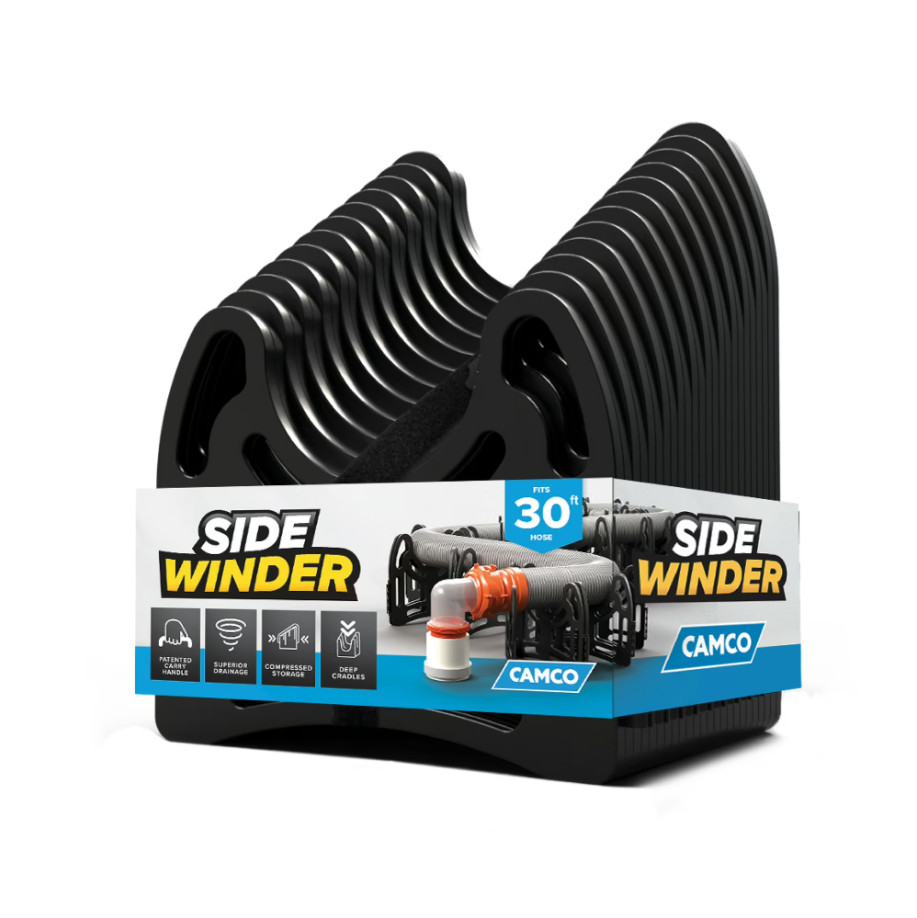 Camco Sidewinder 30-Foot RV Sewer Hose Support – Black, Plastic