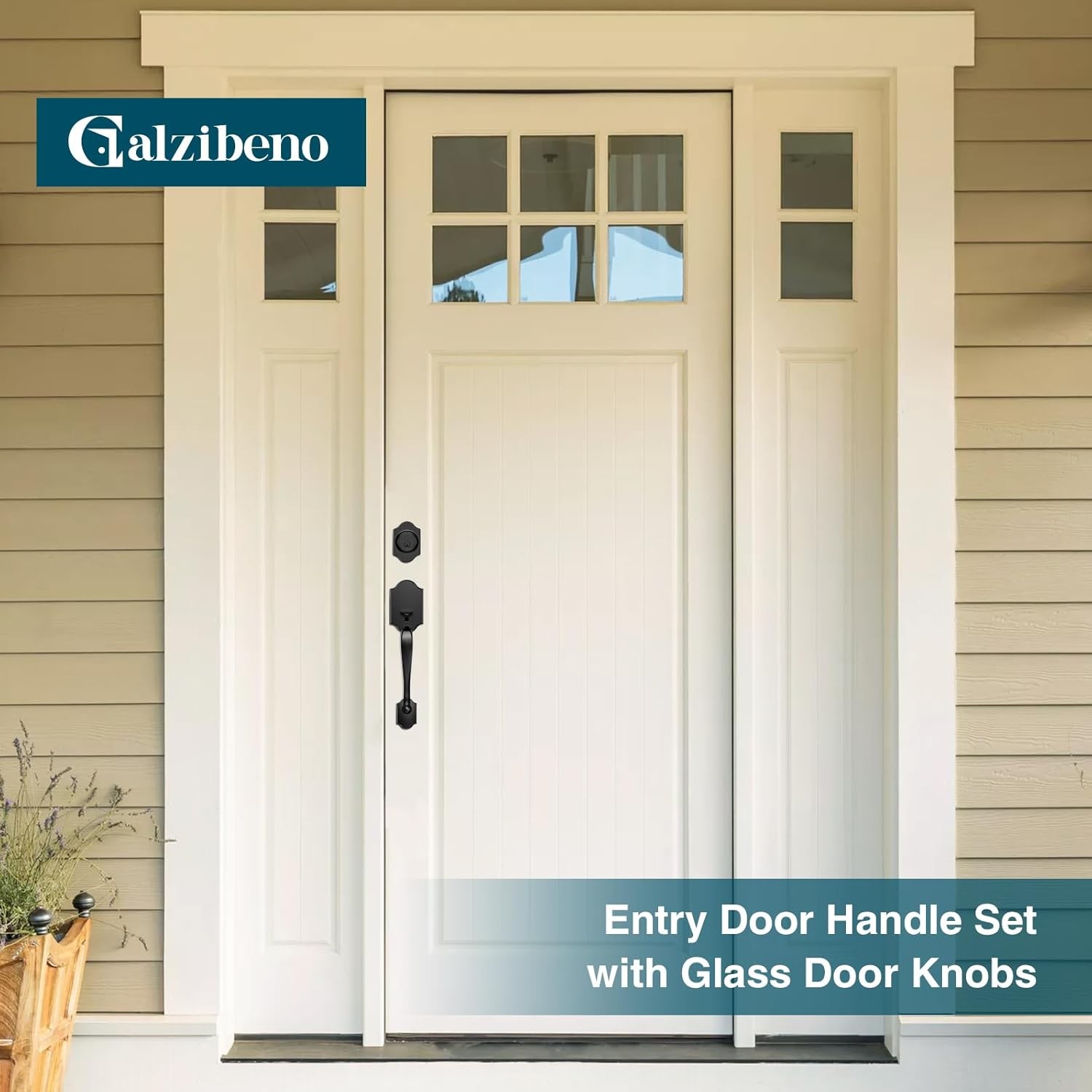 Black Front Door Handle and Deadbolt Set, Lock Set Matte