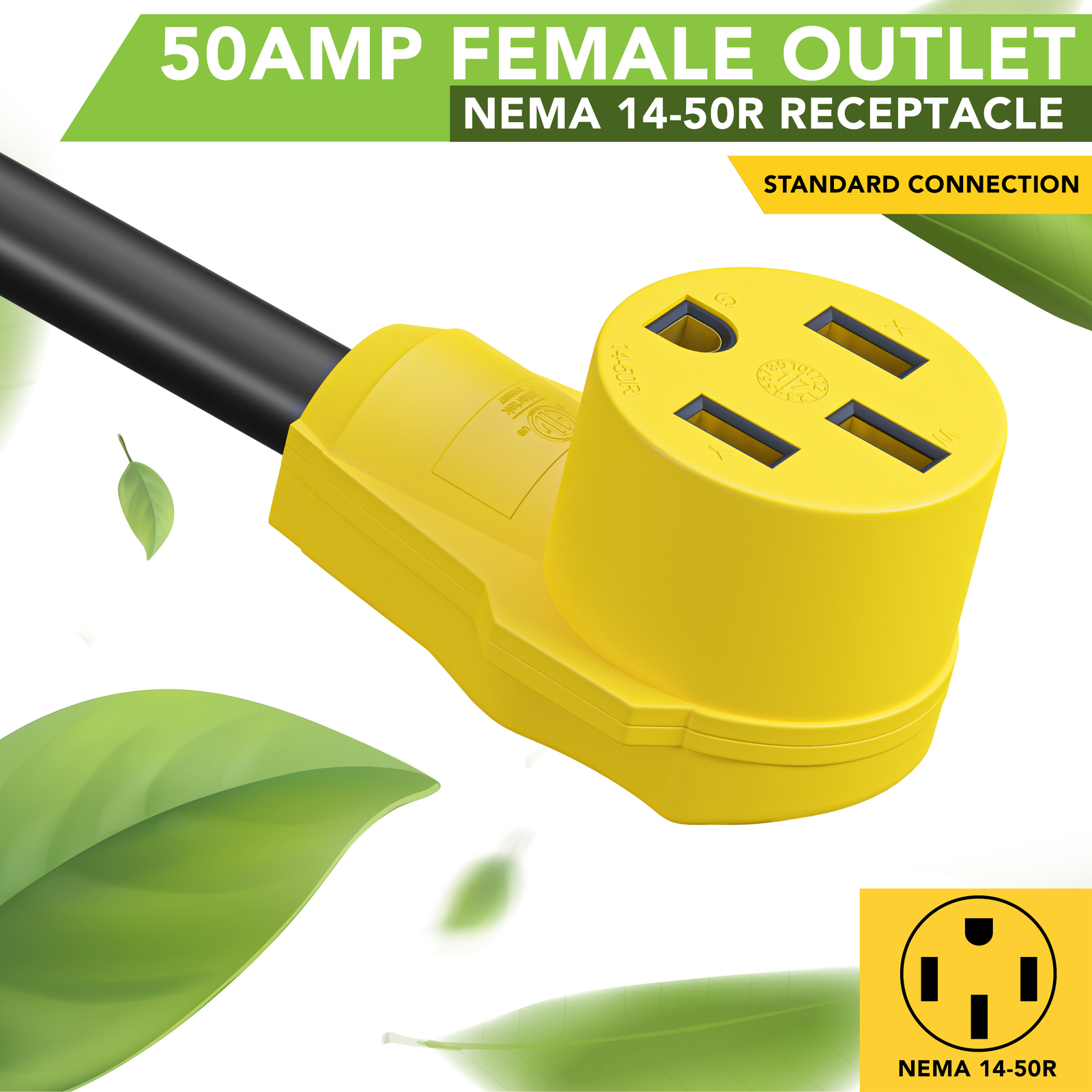 Female Dogbone Cord Adapter Cable for RV Camper Trailer 15A 15Amp Male to 50Amp