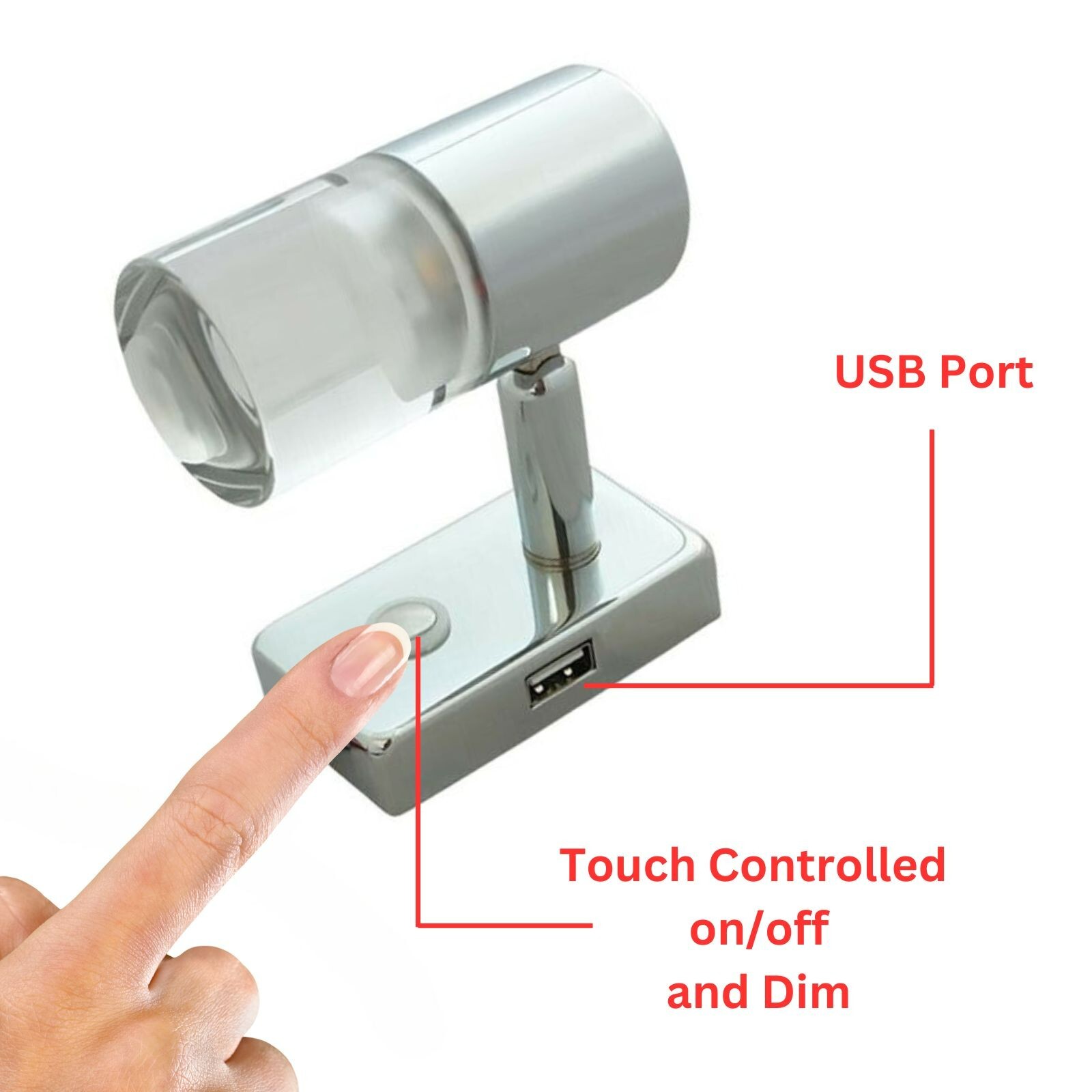 LED Reading Light 12V 24V Spotlight Day Night Touch Switch USB Caravan Boat Lamp