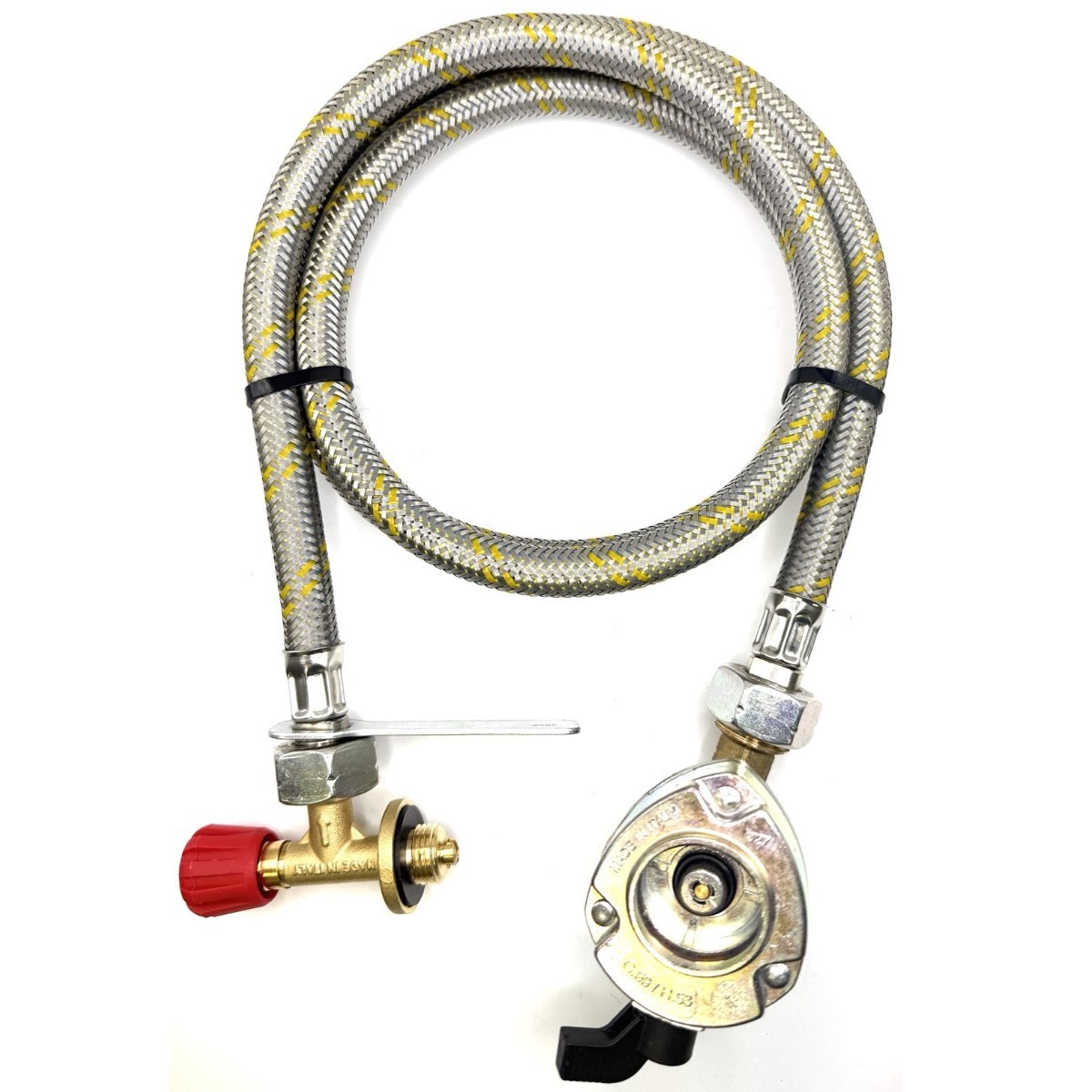 LPG 1.5M pipe Campingaz Bottle 901,904,907 and 27mm patio clip on 90 degrees