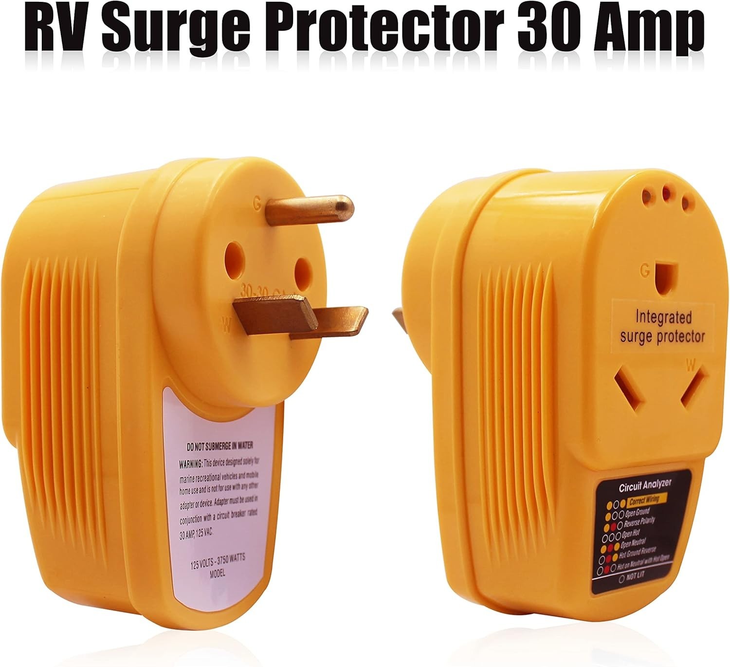 Weather-Resistant 30 Amp Surge Protector with Diagnostic LED for RVs & Trailers