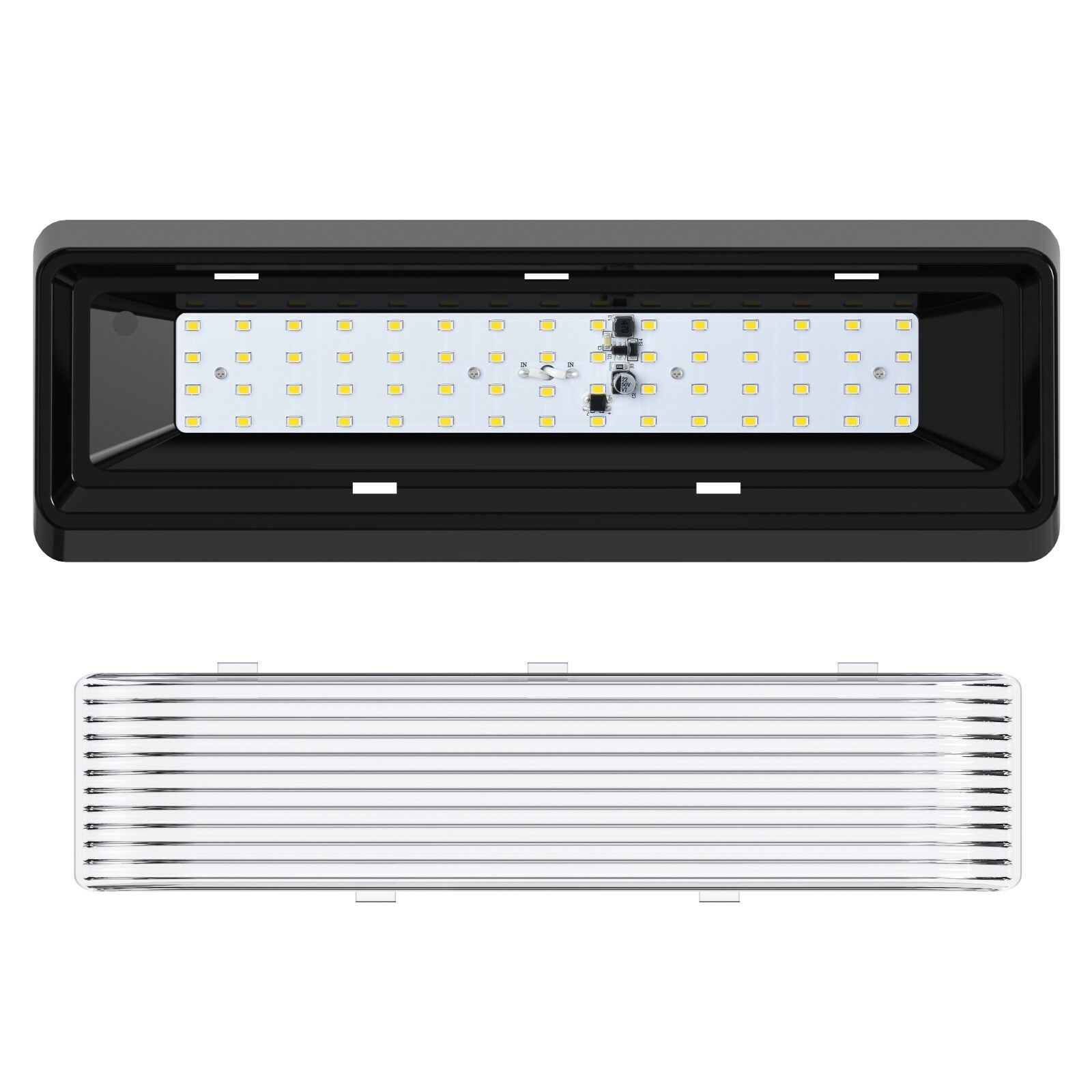 12” RV Marine XL LED Porch Light Black Clear Lens 650 Lumens Camper Trailer