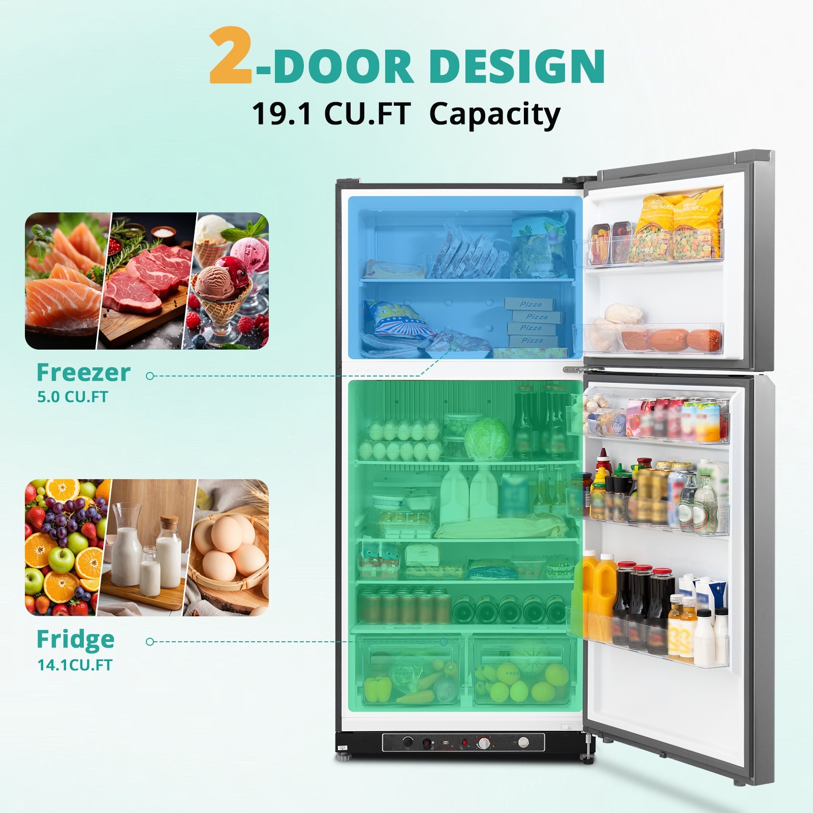 Smad 110V LPG Gas Fridge Top Upright Freezer Fridge Compact Camper RV Cooler