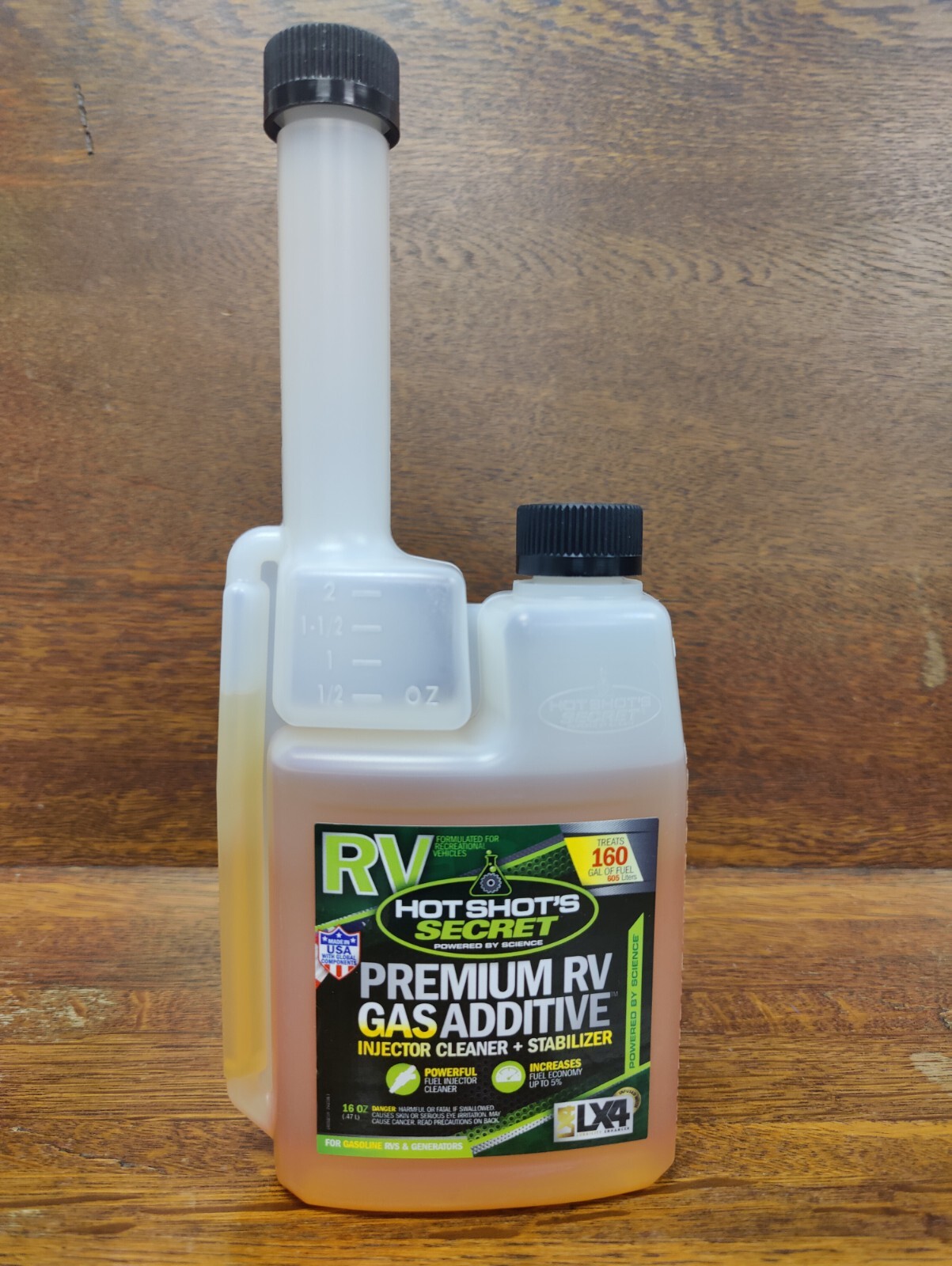 Hot Shot’s Secret Premium RV Gasoline Additive 16oz squeeze treats 160 gallons