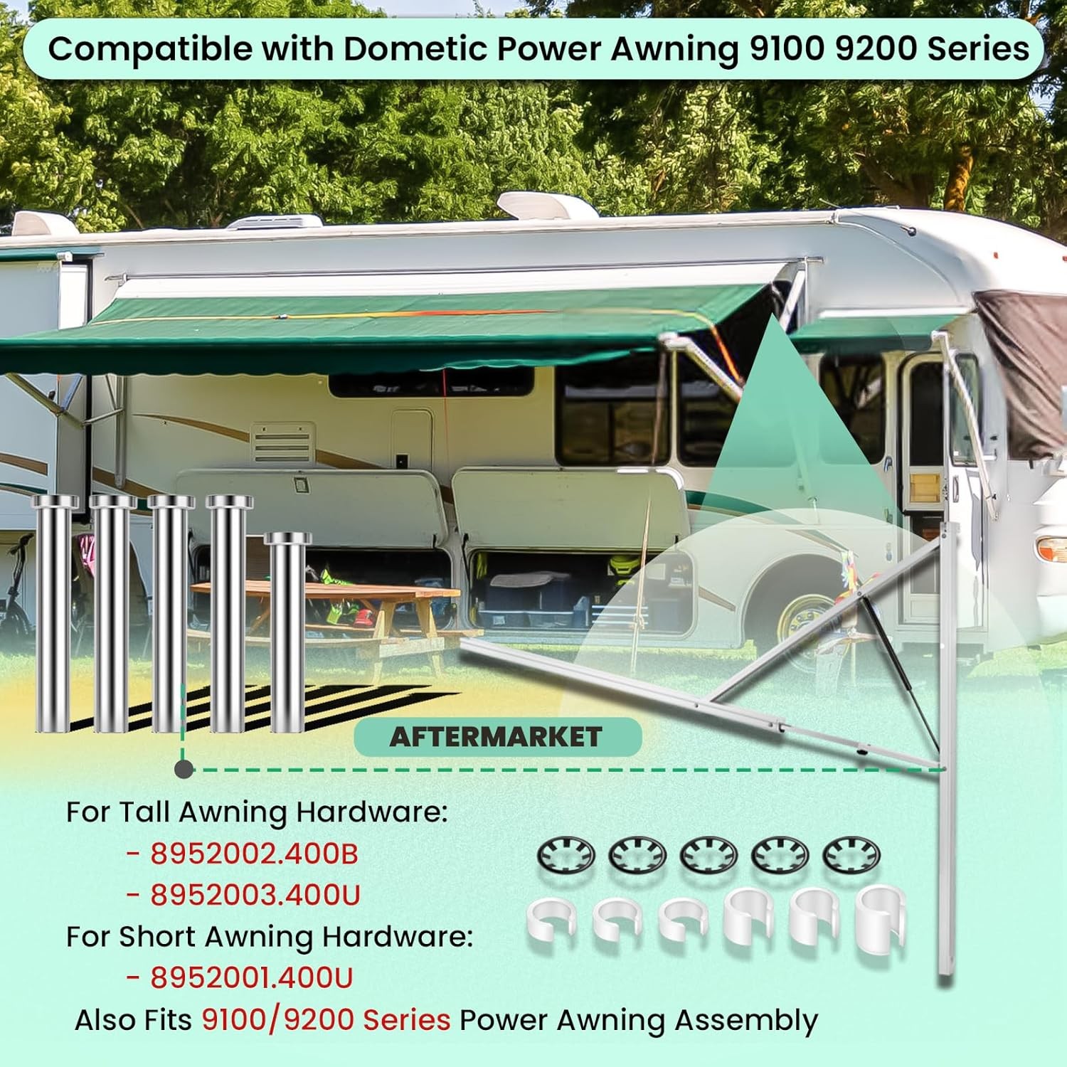 Awning Arm Repair Pin Fastener Kit For Dometic 9100/9200 Power RV Camper Trailer