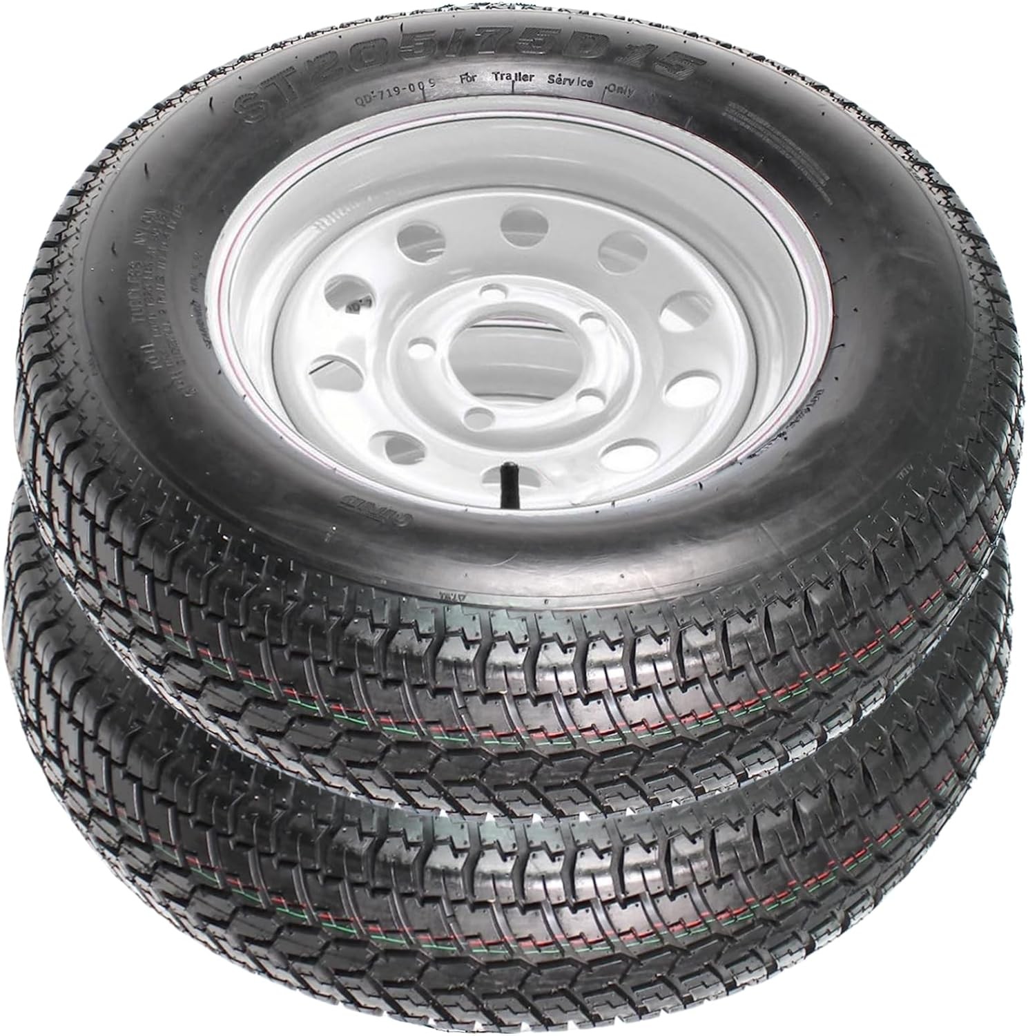 Set of 2 Trailer Tire On Rim ST205/75D15 205/75-15 Load Range C LRC 5 Lug Wheel