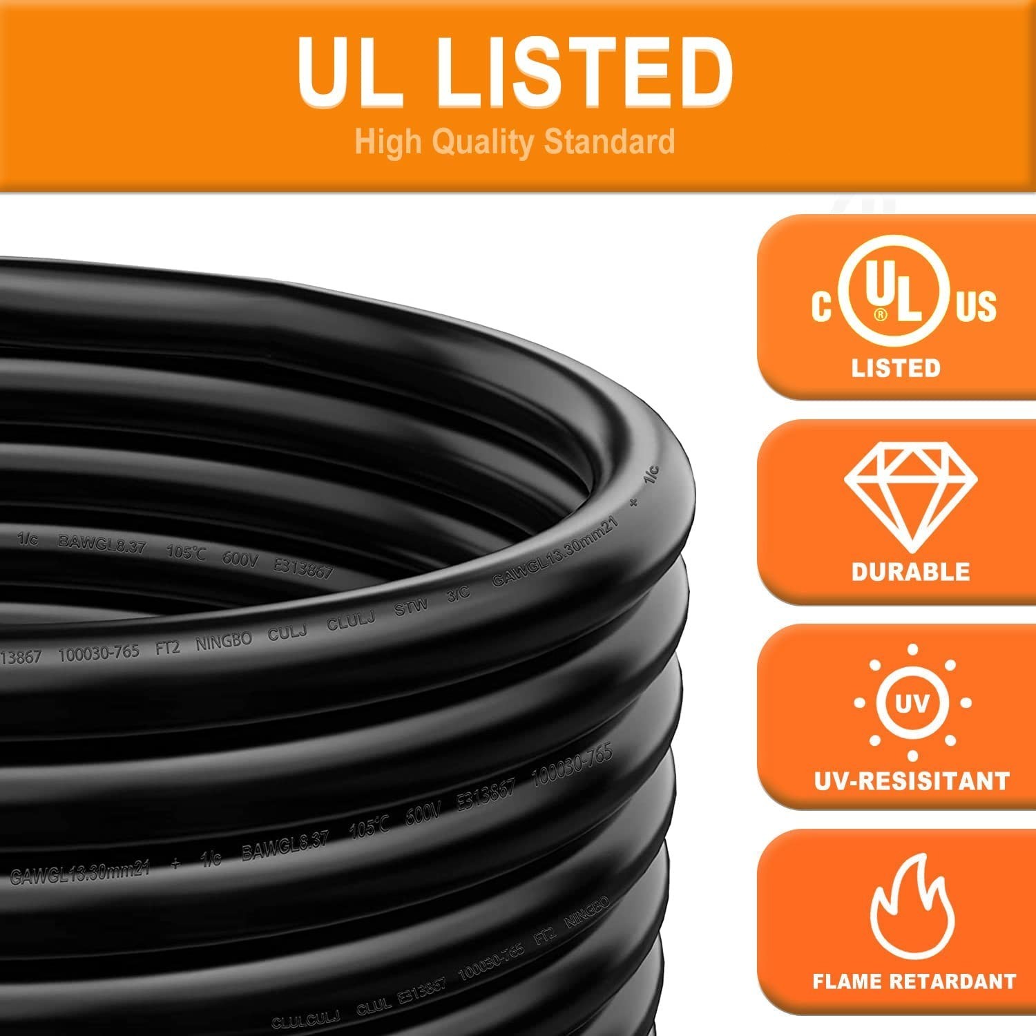 25/50ft 30Amp RV Extension Cord RV Power Cord with Polarity LED Light Twist Lock