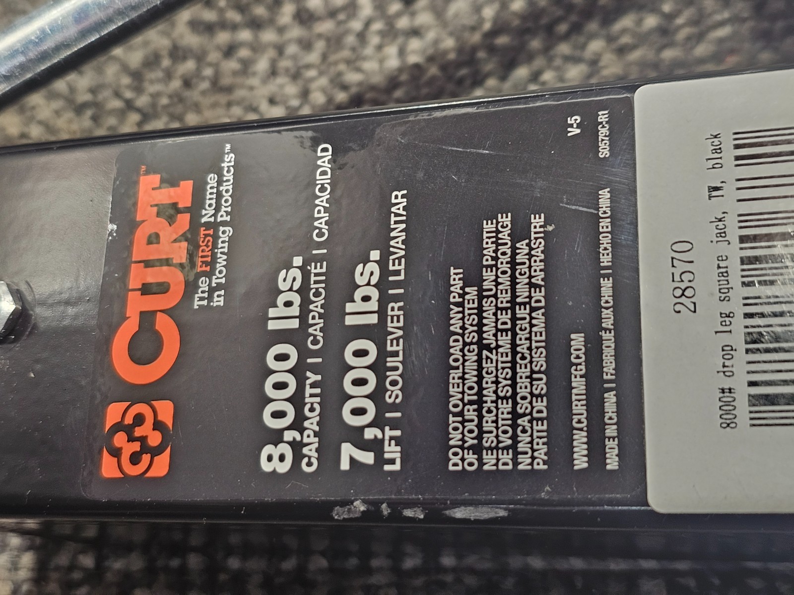CURT 28570 – Topwind Direct Weld-On Square Jack Black 8000 lb Load Capacity