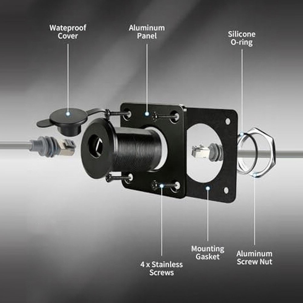 Aluminum IP68 Waterproof Wall Socket for Starlink Ethernet Pass-Through