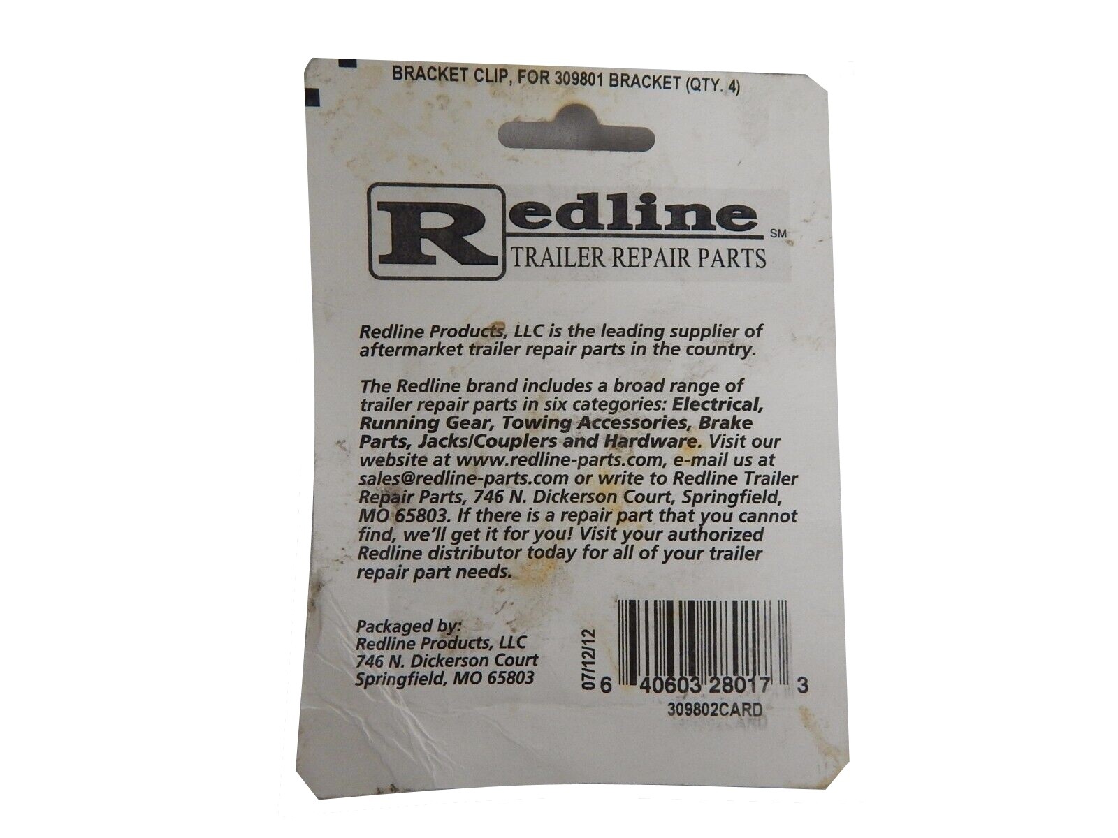 Redline Trailer Parts PRO 309802 bracket clip for 309801 bracket