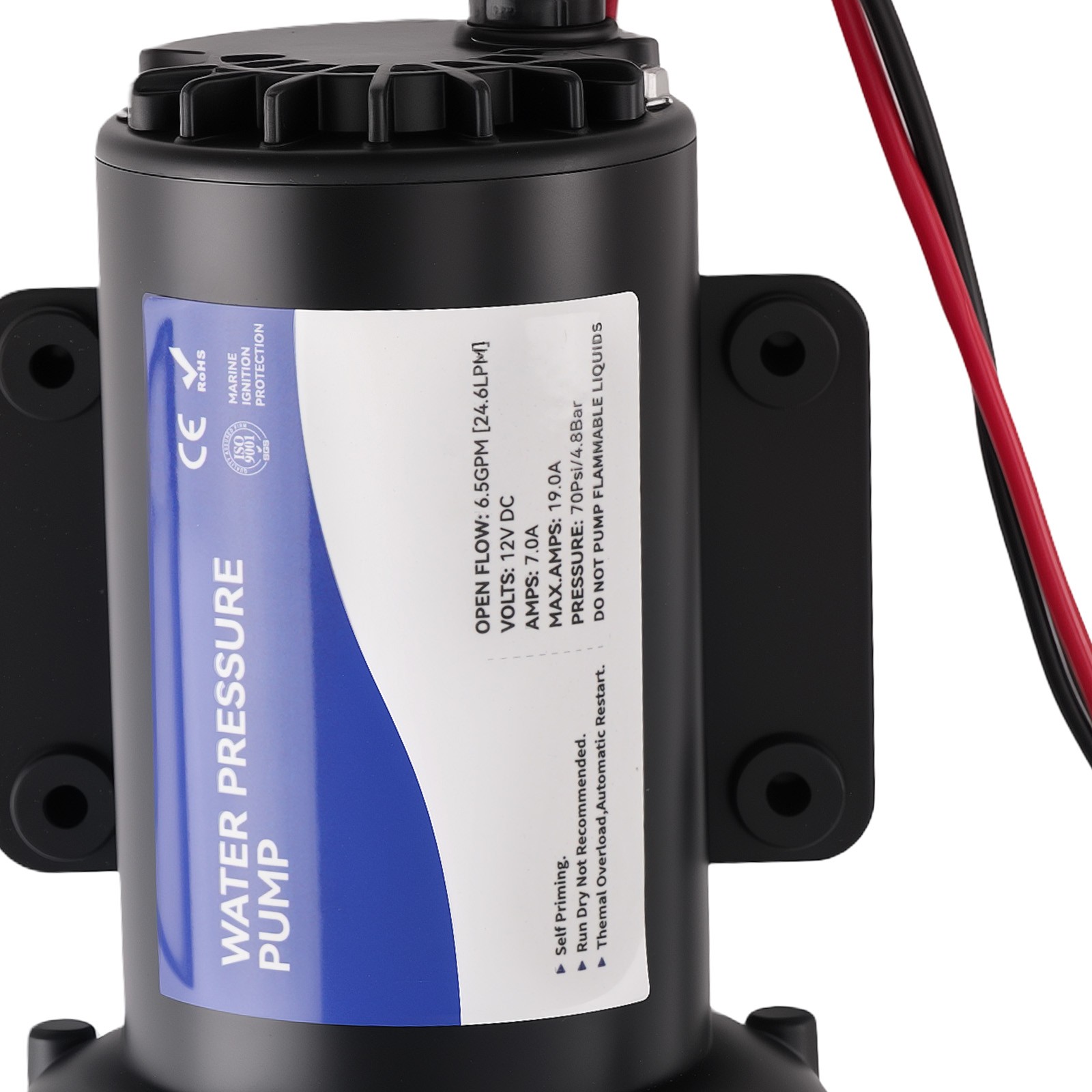 12 V Water Pump 6.5GPM for RV Yacht Camper Garden Self-Priming 15-70 PSI