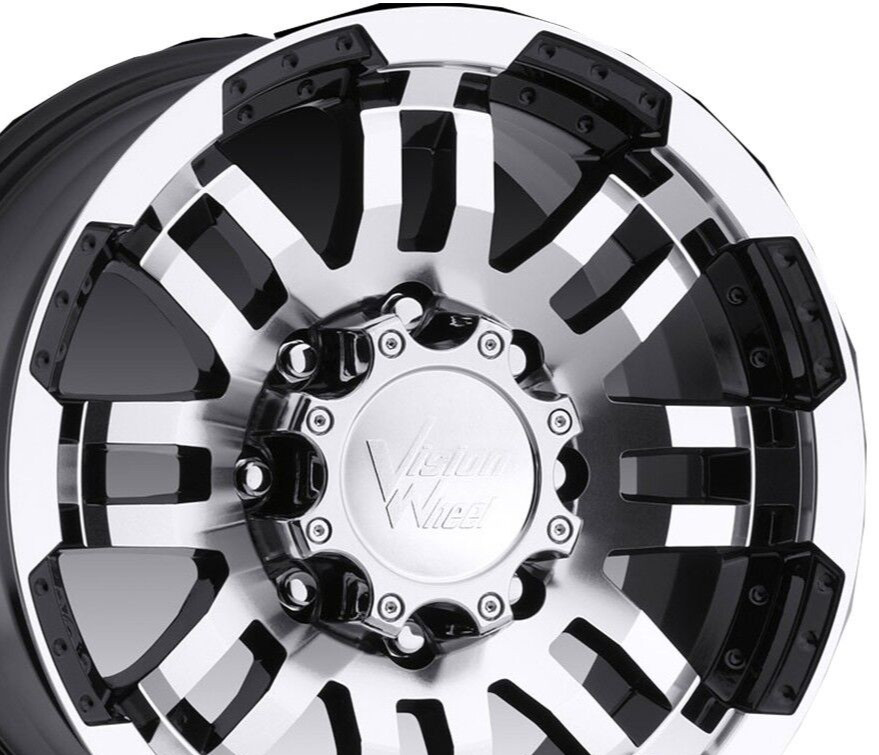 Vision Wheel 375 Warrior Trailer RIM 16×6 8/6.5 0mm Gloss Black Machined Lip