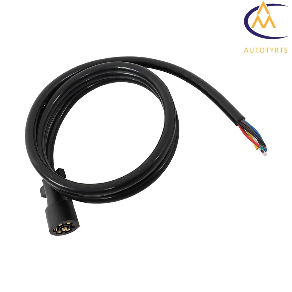 8FT 7 Pin Trailer Cable Cord w/ 7Way Wire Harness Light Plug Connector RV Camper