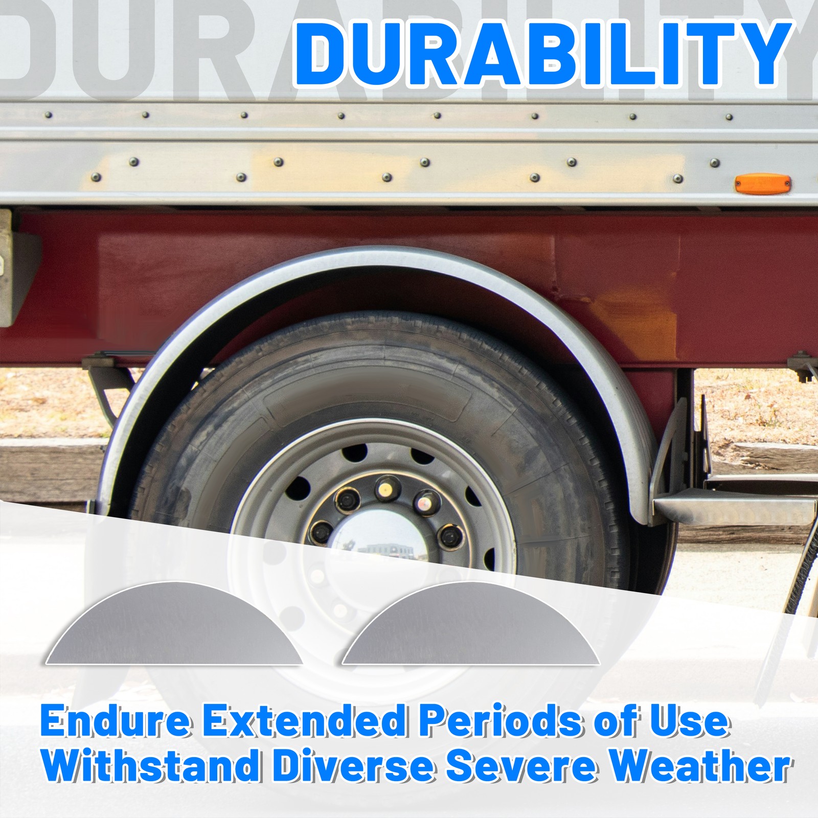 1 Pair of Round Trailer Fenders 14″-16″ wheels & Fender backs 32” x 9” x 15”