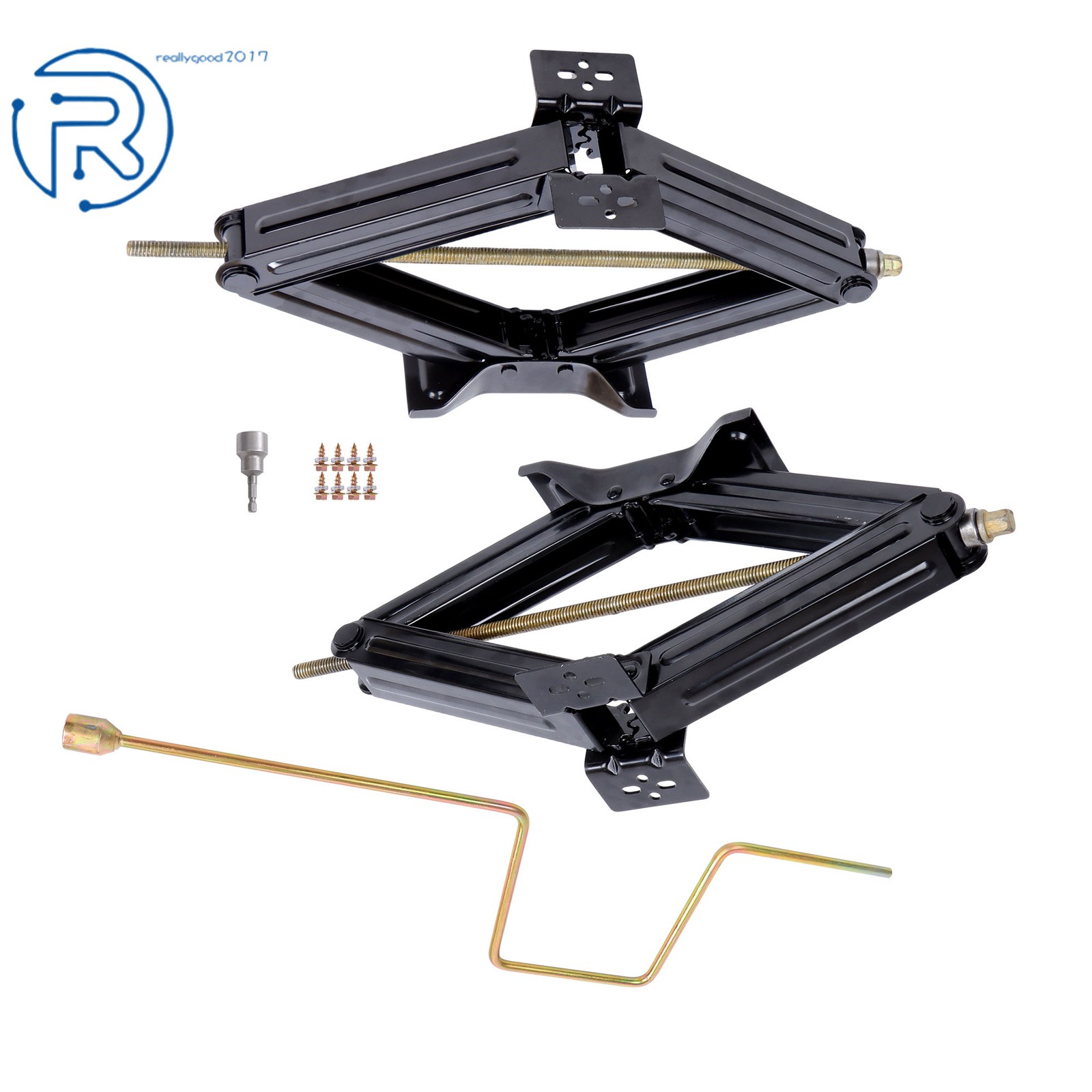 2PCS RV Trailer Camper Stabilizer Leveling Scissor Jacks with Handle 24″ 5000lbs