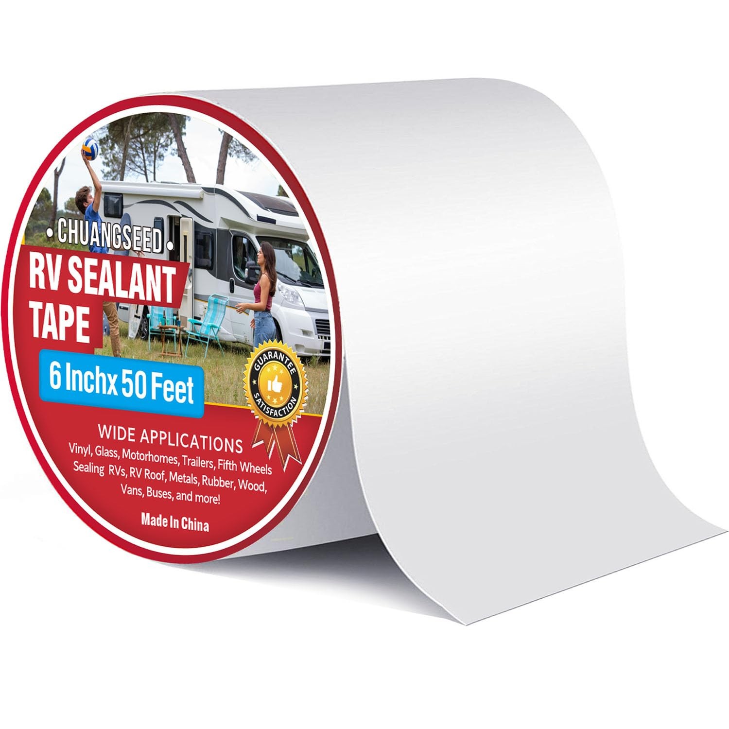 CHUANGSEED RV Roof Tape White, 6 Inch X 50 Feet, 6 X 50 White