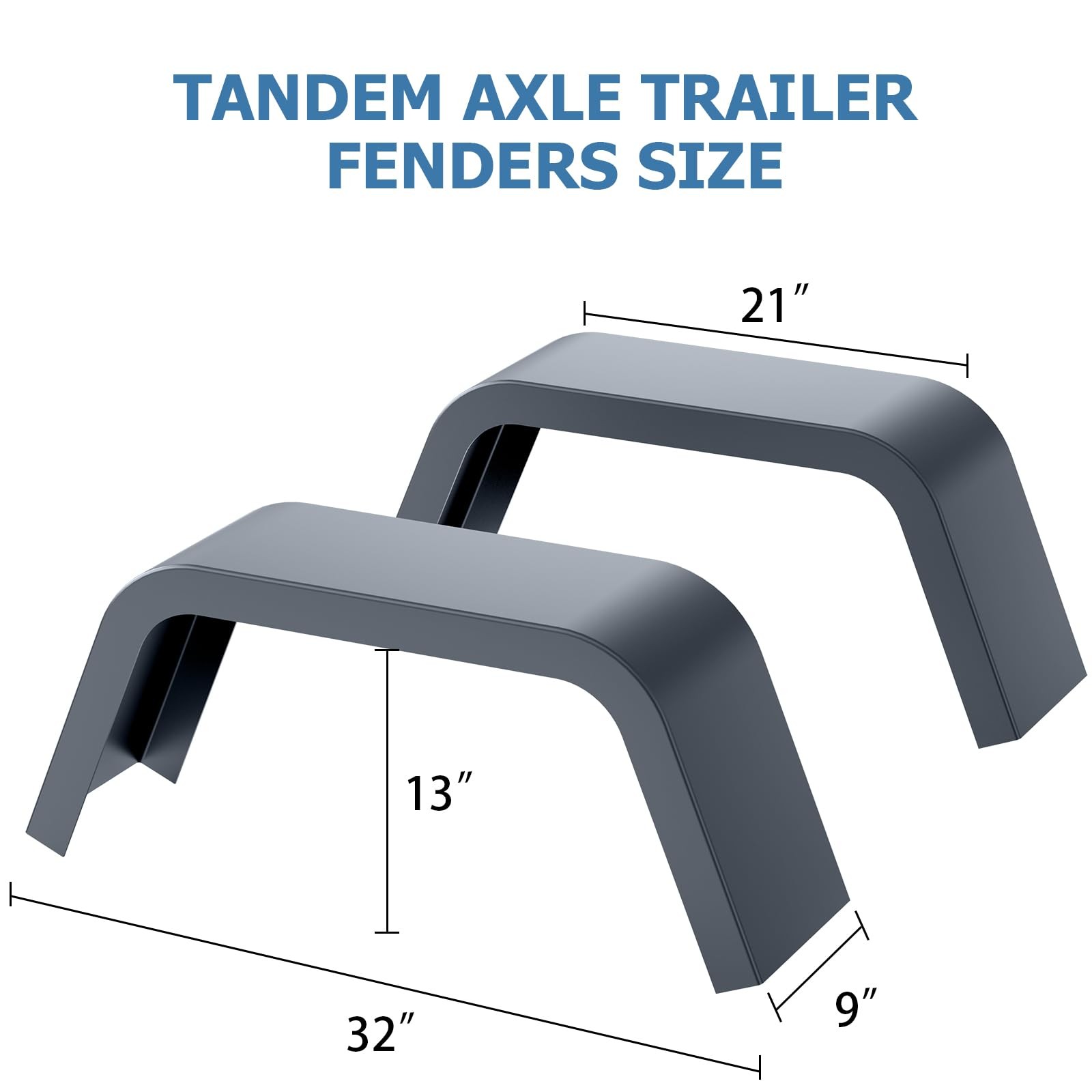 Set of 2 Steel Square Cargo Trailer Fenders For 14″-16″ Trailer Fenders Wheels