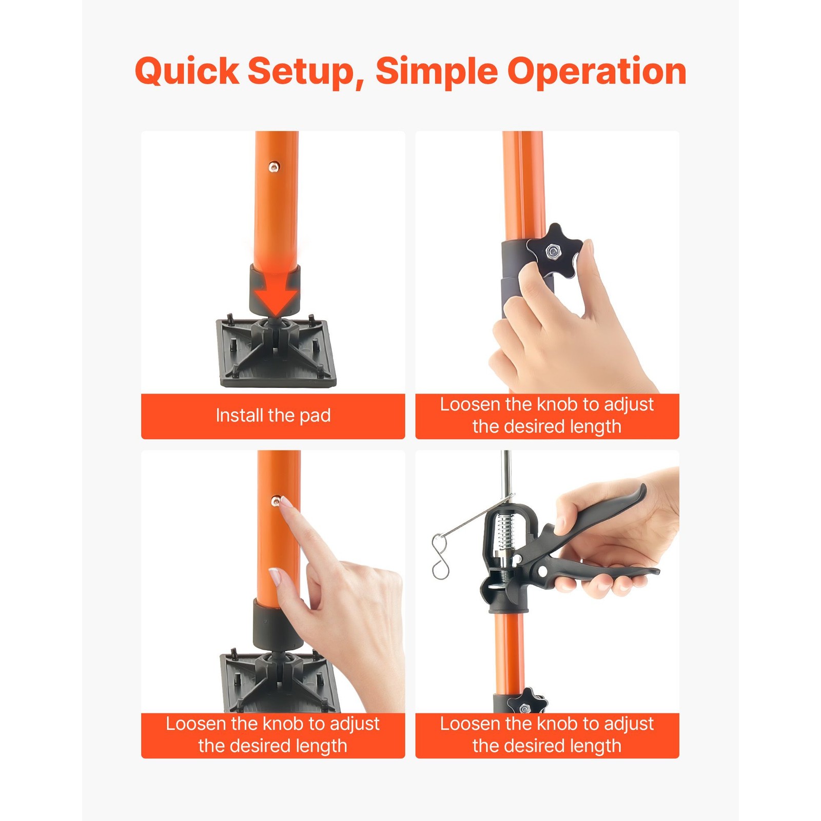 4-Pack Adjustable Cabinet Jack Support Pole 45.67-114 Inch Steel Telescopic