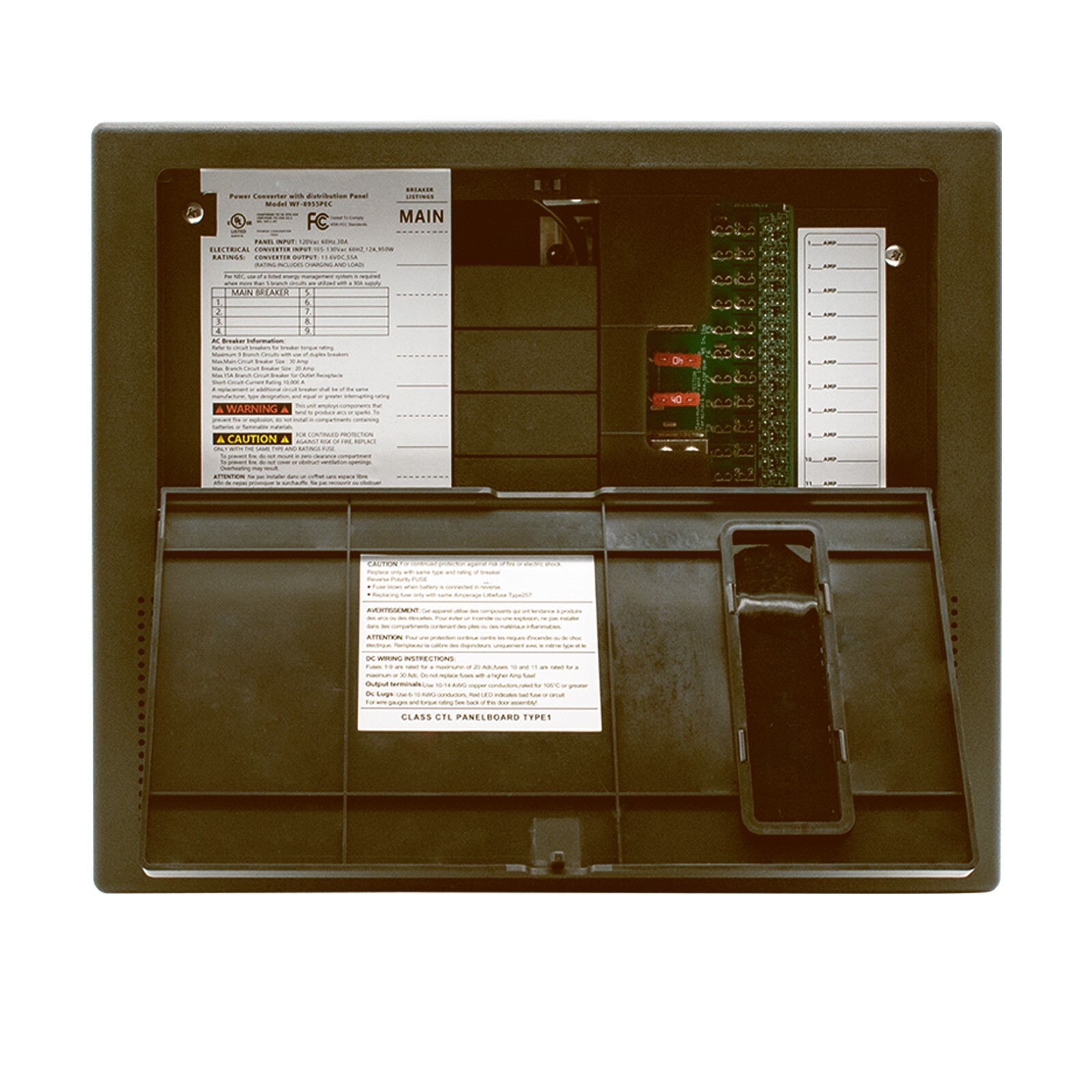 WF-8955PEC Power Converter Charger with Distribution Center for 30 Amp AC Brown