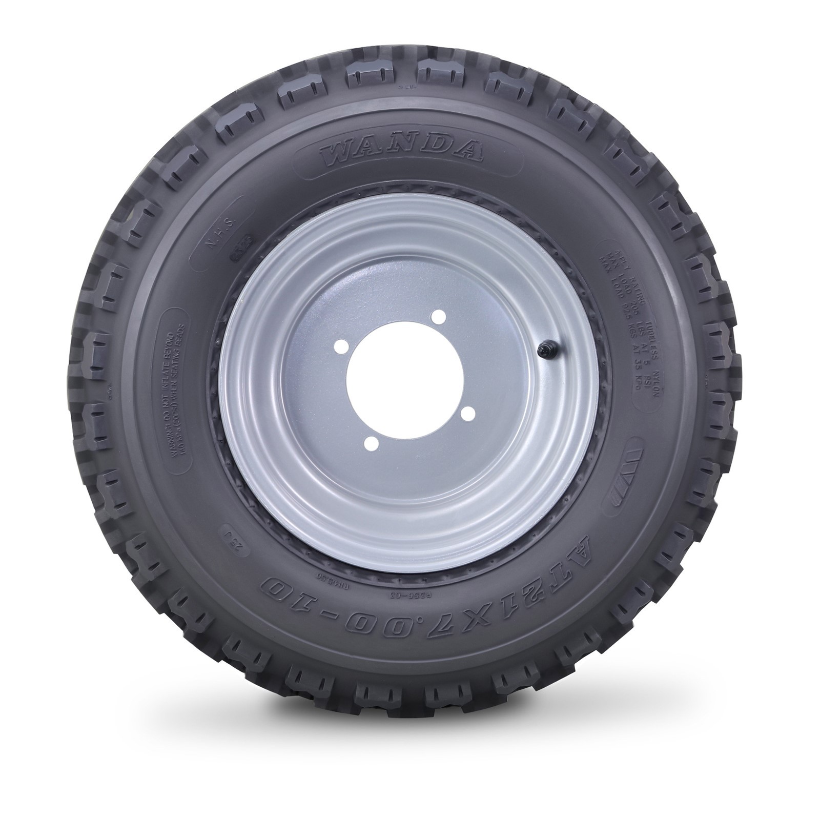 WANDA ATV Tire & Wheel 21X7-10 with 4x110mm PCD 2+3 offset Silver Wheel 10075