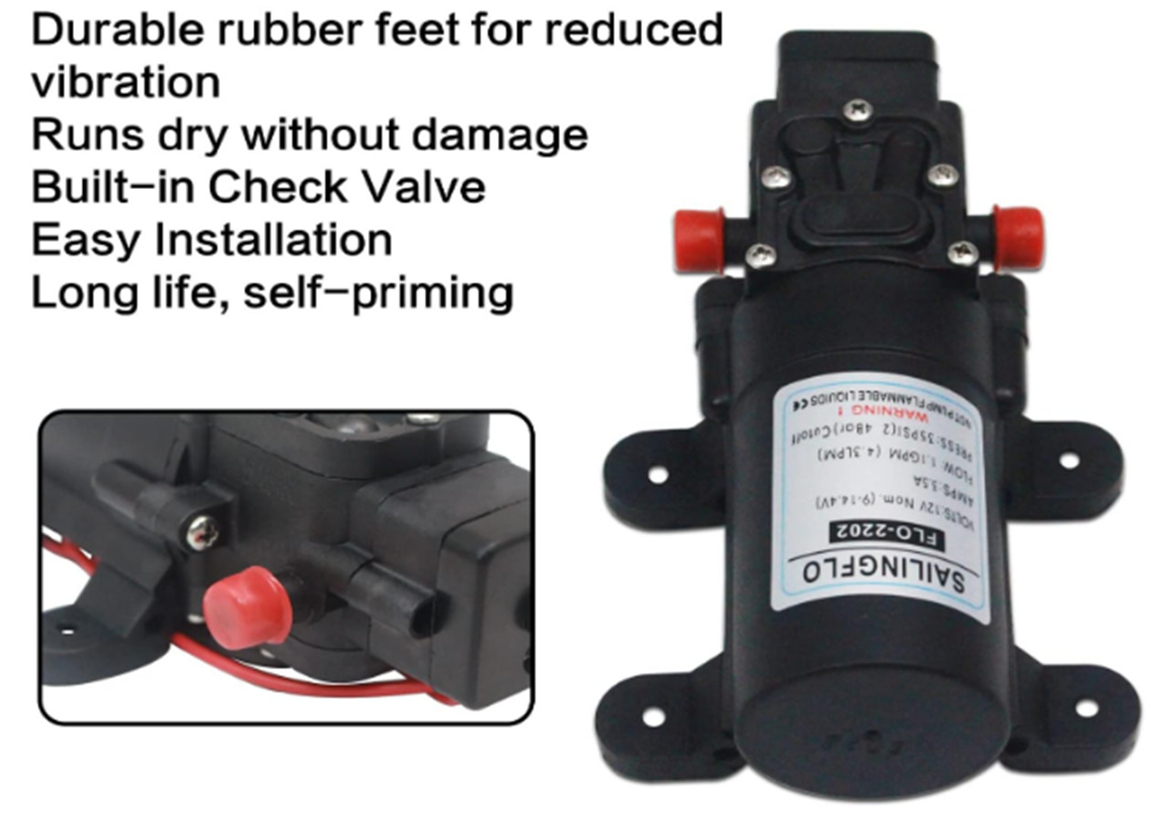 Water Pressure Diaphragm Pump 12V 1.1 GPM 35 PSI for Caravan RV Marine Boat