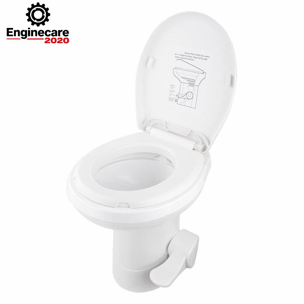 20″ Gravity Flush RV Toilet w/Foot Pedal for Camper Trailer Motorhome Caravan