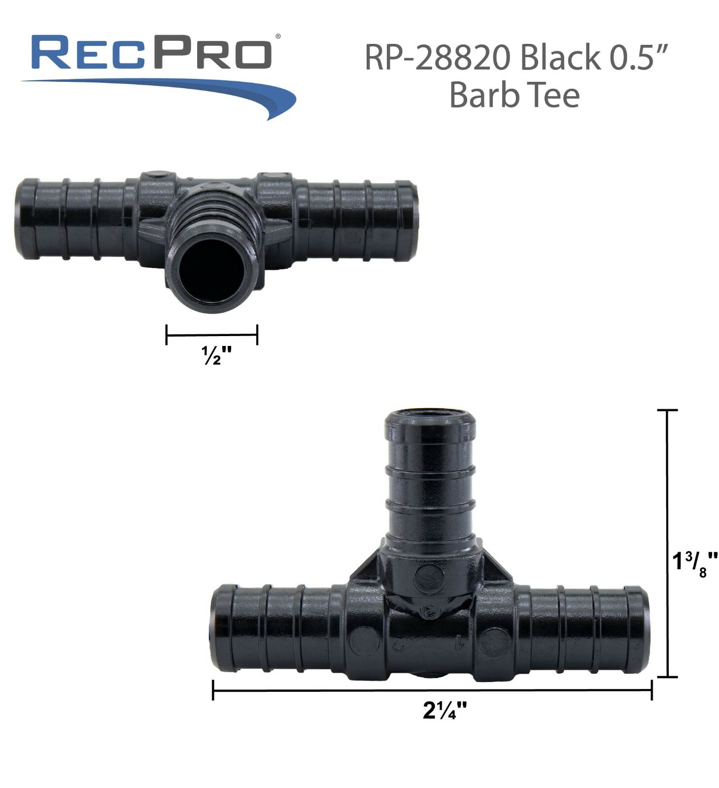 RecPro RV Plumbing Fittings 1/2″ Barb Tee 3-Way Hose Coupler Adapter camper