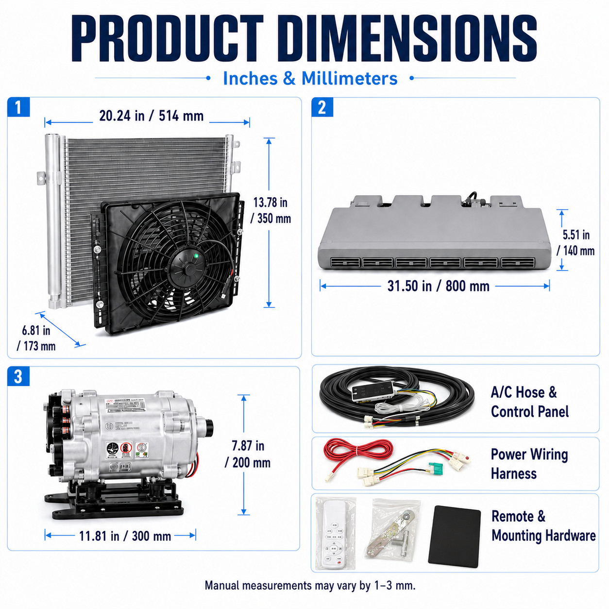 12V Universal Under Dash A/C Kit Electric Compressor Cooling Only Truck Van RV
