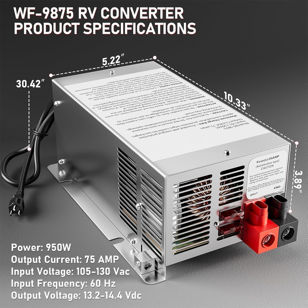 For WF-9875 75Amp RV Converter Power Supply Battery Charger Deck Mount Replace