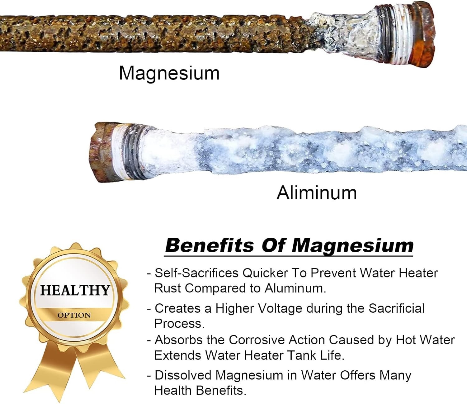 RV Water Heater Anode Rod Replacement 4.5″ 1/2″ NPT Magnesium 2 Pack Fits Atwood