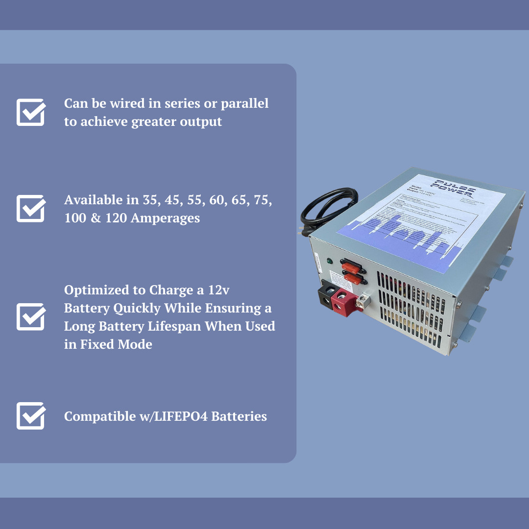 Pulse Power | 12V DC 120 Amp | Power Converter Battery Charger for RVs