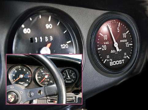 Porsche 911 dashboard adapt. kit for any 2 5/8 Vacuum/Boost Gauge. Read descript