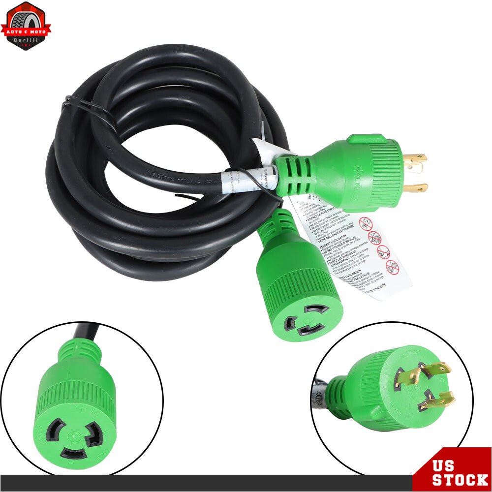 3 Prong 30A 10~100FT Generator Extension Cord 125V NEMA L5-30P/L5-30R Twist Lock