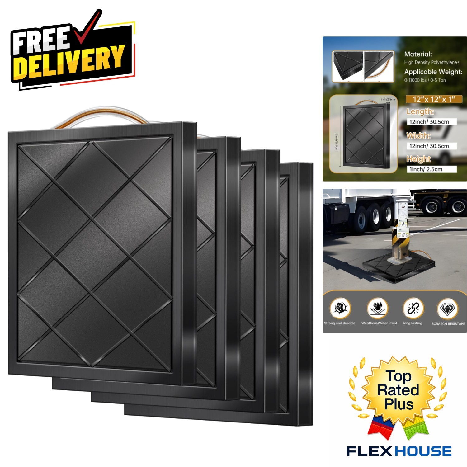 Universal Fit RV Jack Pads – 12×12 Heavy-Duty Stabilizers for Safe Support