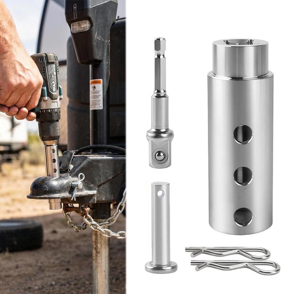 Trailer Jack Drill Adapter fit 1 Inch Jack Drive Shaft 1/2 Inch Socket Bit Set